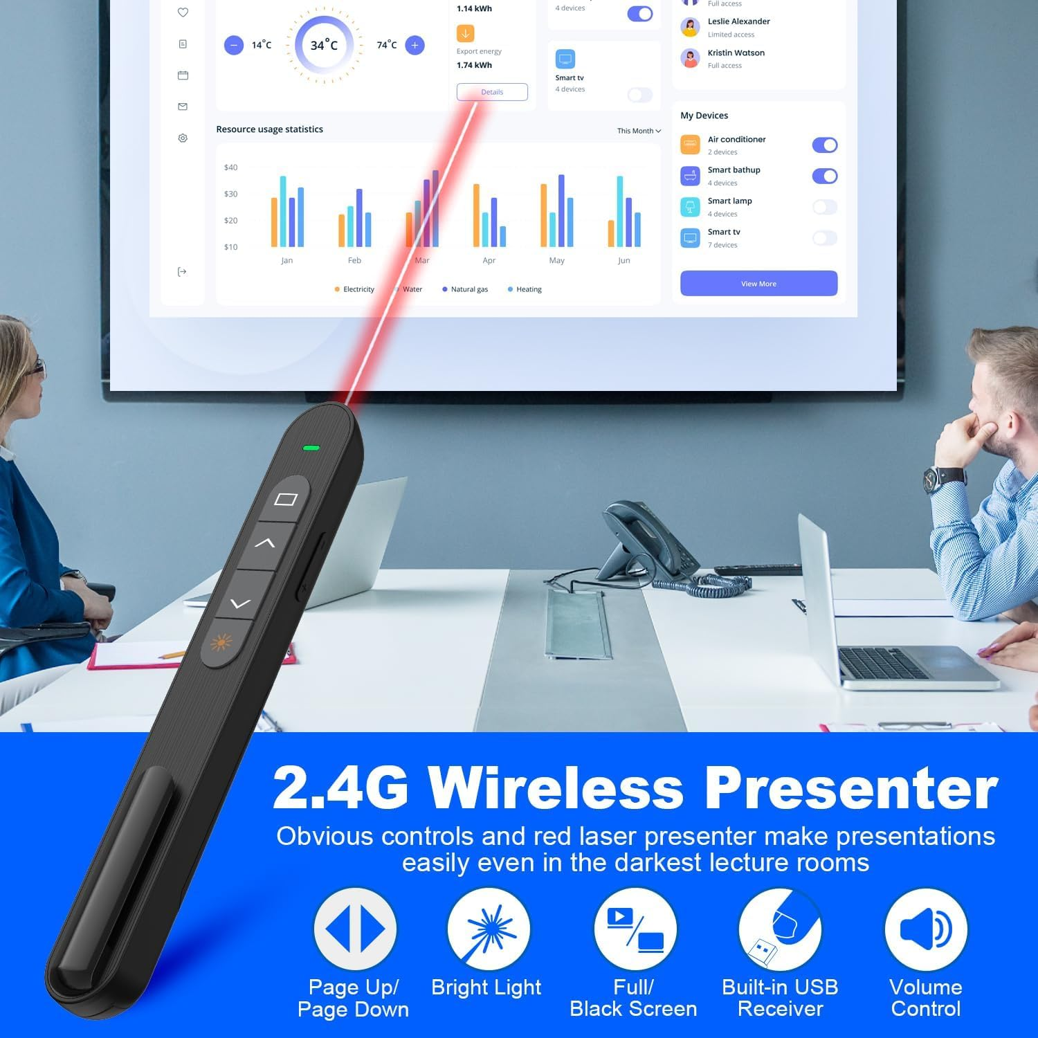 QUI PRESENTATION CLICKER, HYPERLINK VOLUME CONTROL WIRELESS PRESENTER, PPT POWERPOINT CLICKER, RF 2.4GHZ USB PRESENTATION REMOTE CONTROL POWERPOINT PRESENTATION CLICKER FOR KEYNOTE/PPT/MAC/PC