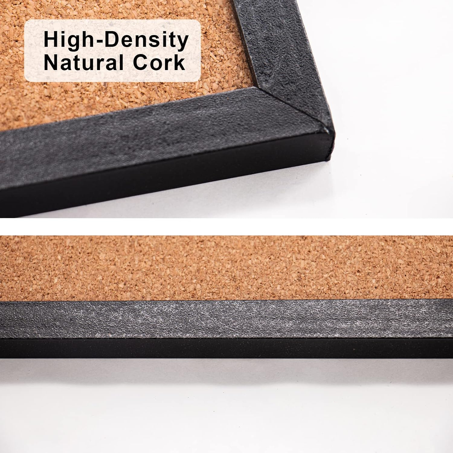 BLACK CORK BOARD BULLETIN BOARD, 17.7"X 13.3" PIN BOARDS FOR WALLS, OAK WOOD FINISH FRAME, WALL MOUNTED CORK BOARD FOR OFFICE HOME AND SCHOOL (PINS, EYE BOLTS, GASKETS, SCREWS)