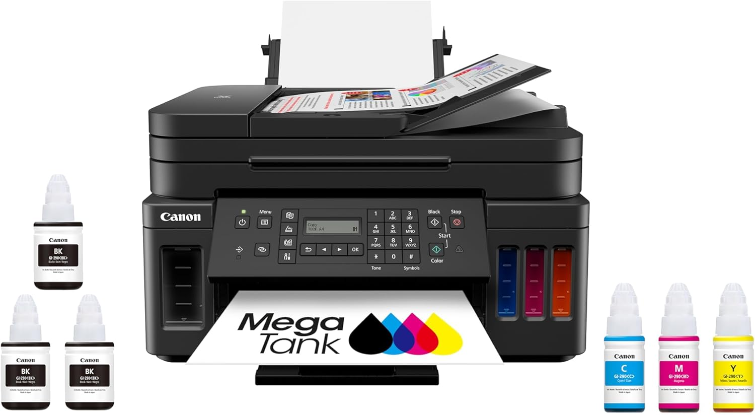 CANON G7020 ALL-IN-ONE PRINTER HOME OFFICE | WIRELESS SUPERTANK (MEGATANK) PRINTER | COPIER | SCAN | FAX AND ADF WITH MOBILE PRINTING, BLACK, WORKS WITH ALEXA