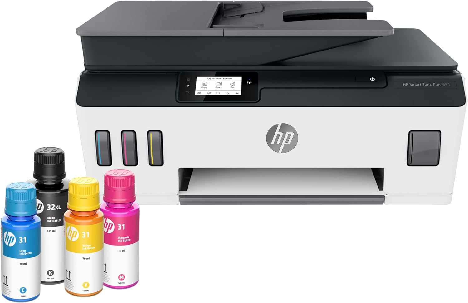 HP SMART-TANK PLUS 651 WIRELESS ALL-IN-ONE INK-TANK PRINTER, UP TO 2 YEARS OF INK IN BOTTLES, AUTO DOCUMENT FEEDER, MOBILE PRINT, SCAN, COPY, WORKS WITH ALEXA (7XV38A)