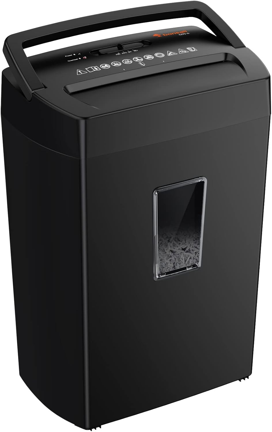 BONSAII 12-SHEET CROSS CUT PAPER SHREDDER, 5.5 GAL HOME OFFICE HEAVY DUTY SHREDDER FOR PAPER, CREDIT CARD, MAIL, STAPLES, WITH TRANSPARENT WINDOW, HIGH SECURITY LEVEL P-4 (C275-A)