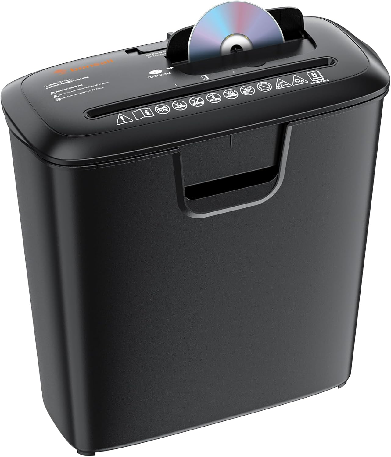BONSAII PAPER SHREDDER FOR HOME USE, 8-SHEET STRIPCUT HOME OFFICE SHREDDER, CD/CREDIT CARD SHREDDER MACHINE WITH OVERHEAT PROTECTION, 3.4 GALLONS WASTEBASKET