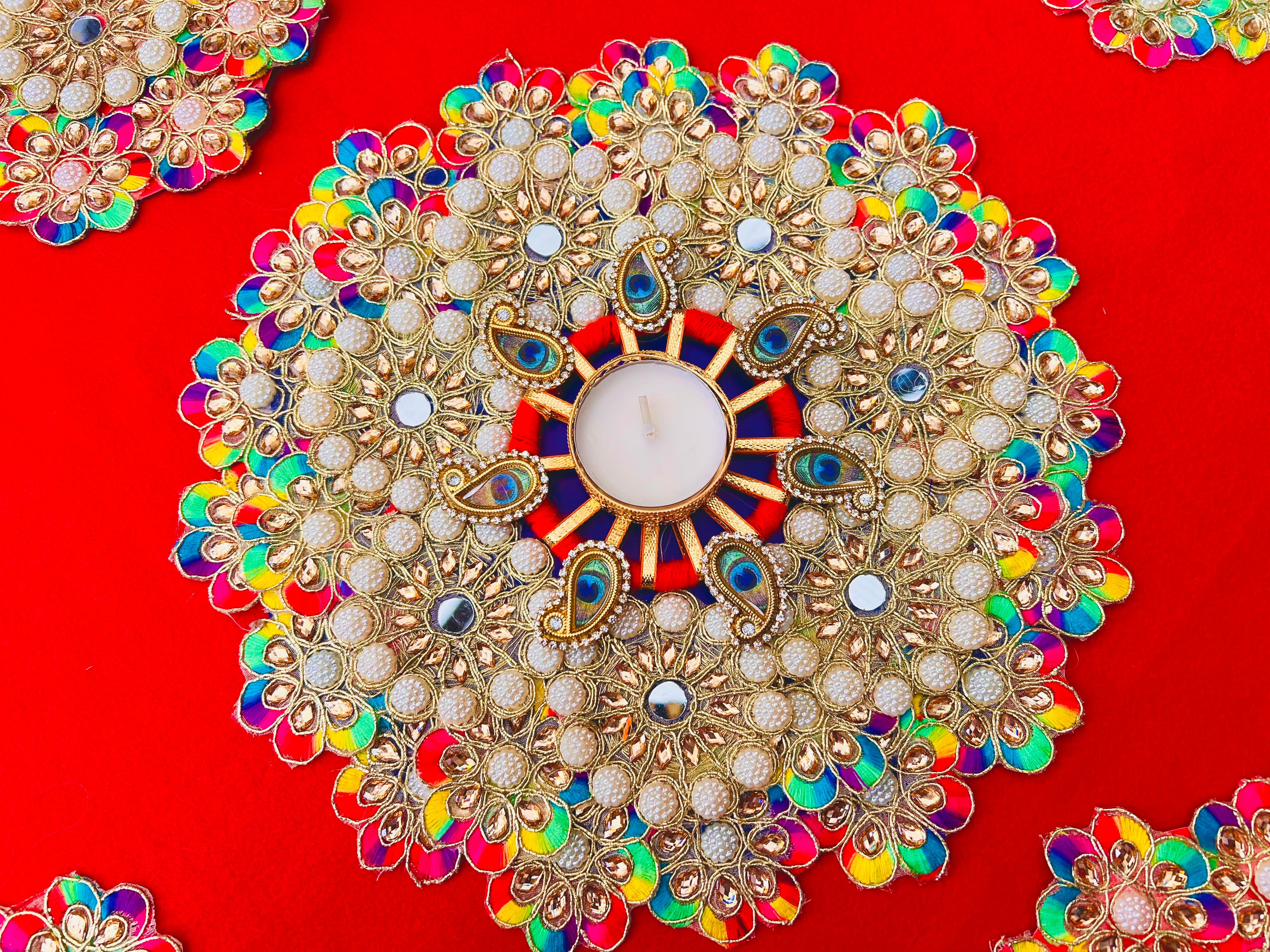 Peacock Rangoli - Set of 5