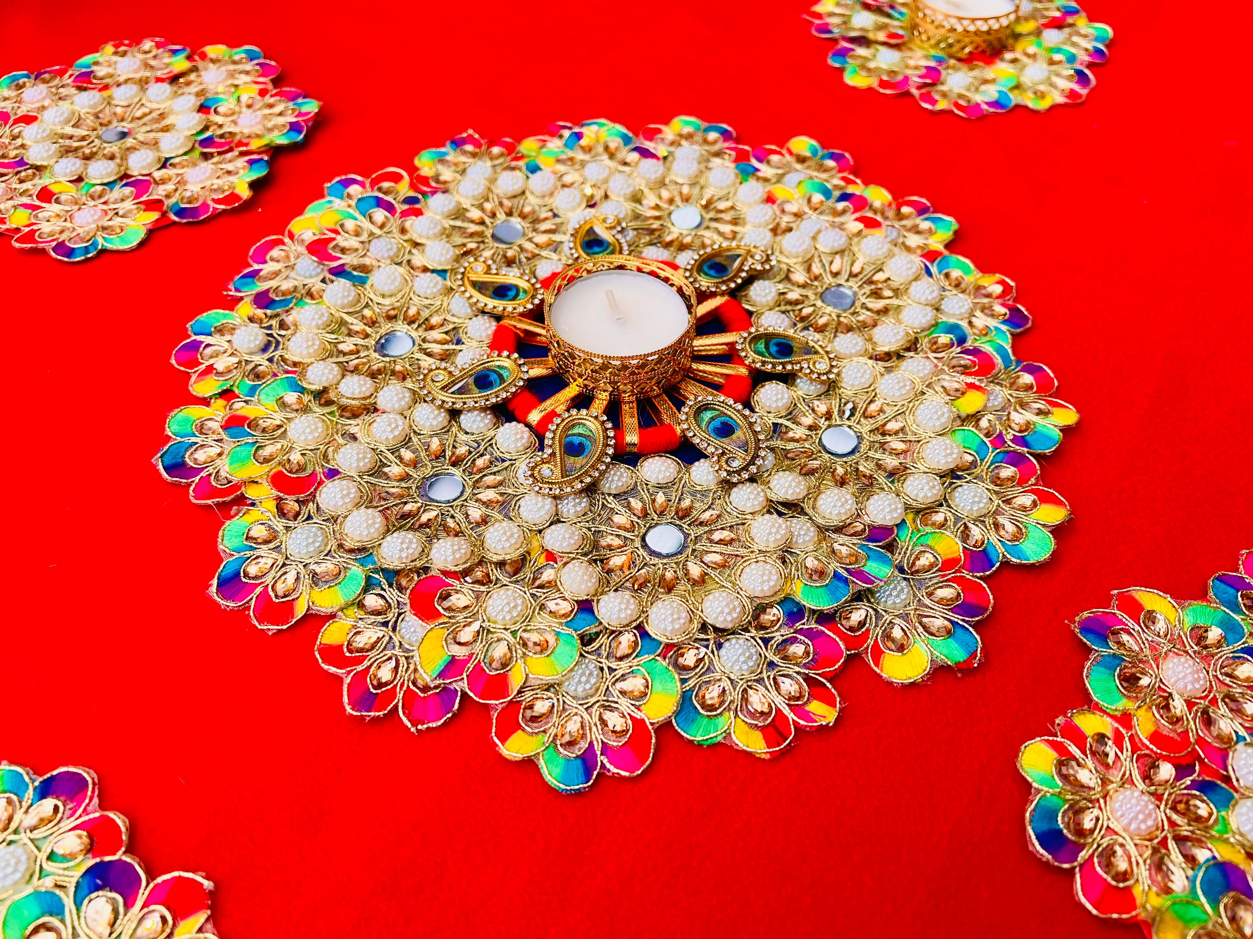 Peacock Rangoli - Set of 5