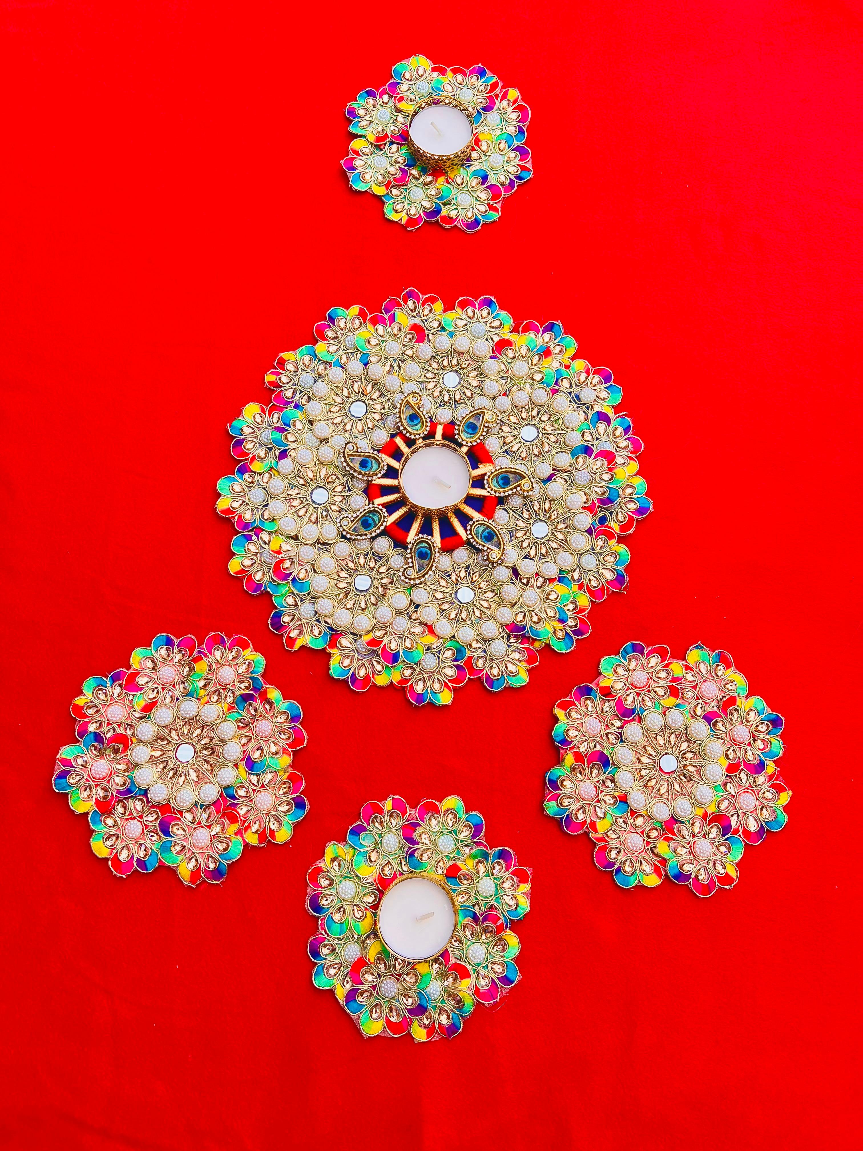 Peacock Rangoli - Set of 5