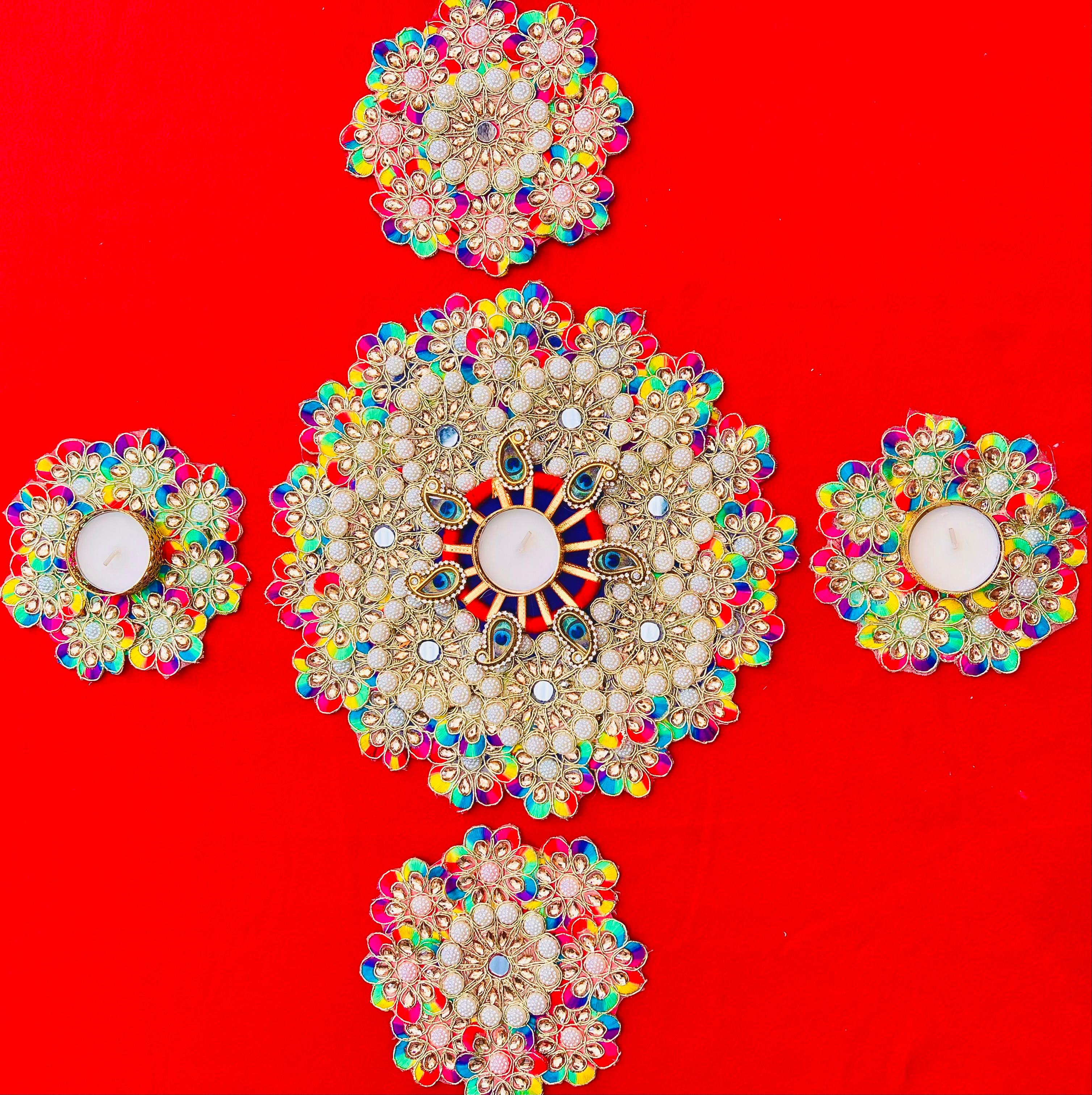 Peacock Rangoli - Set of 5