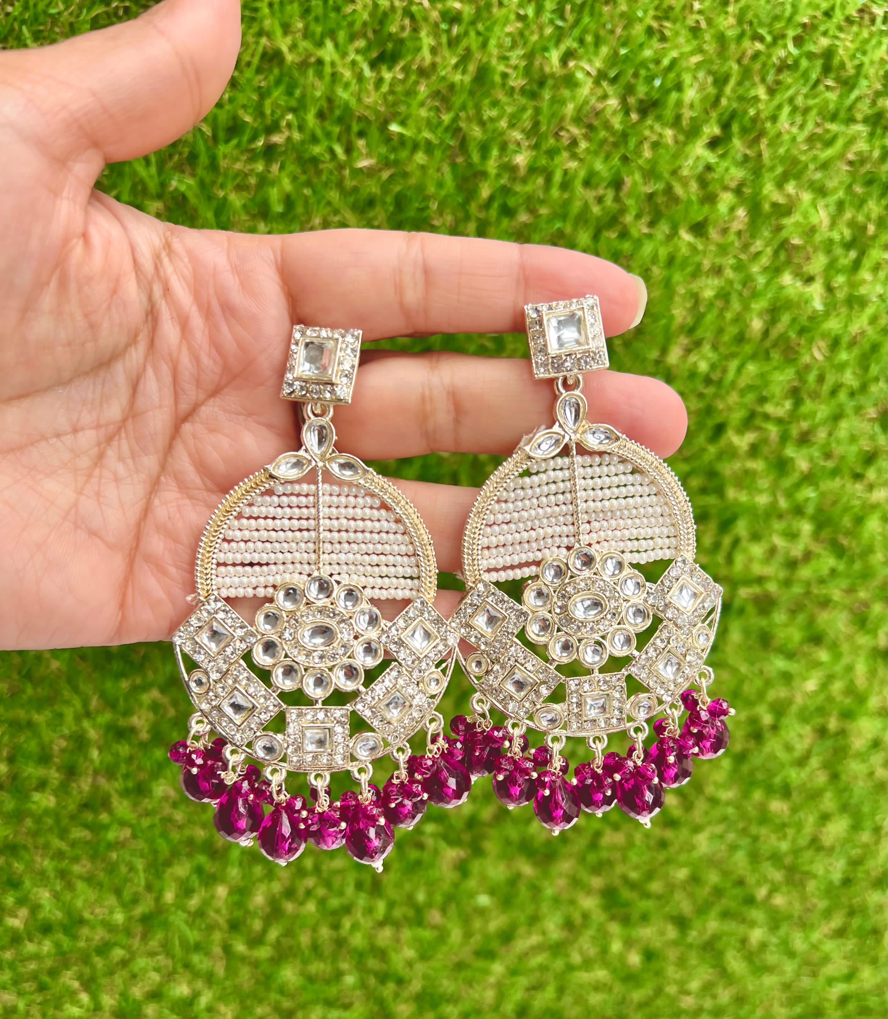 Festive Pearl Glow Chandbalis - available in 4 colours