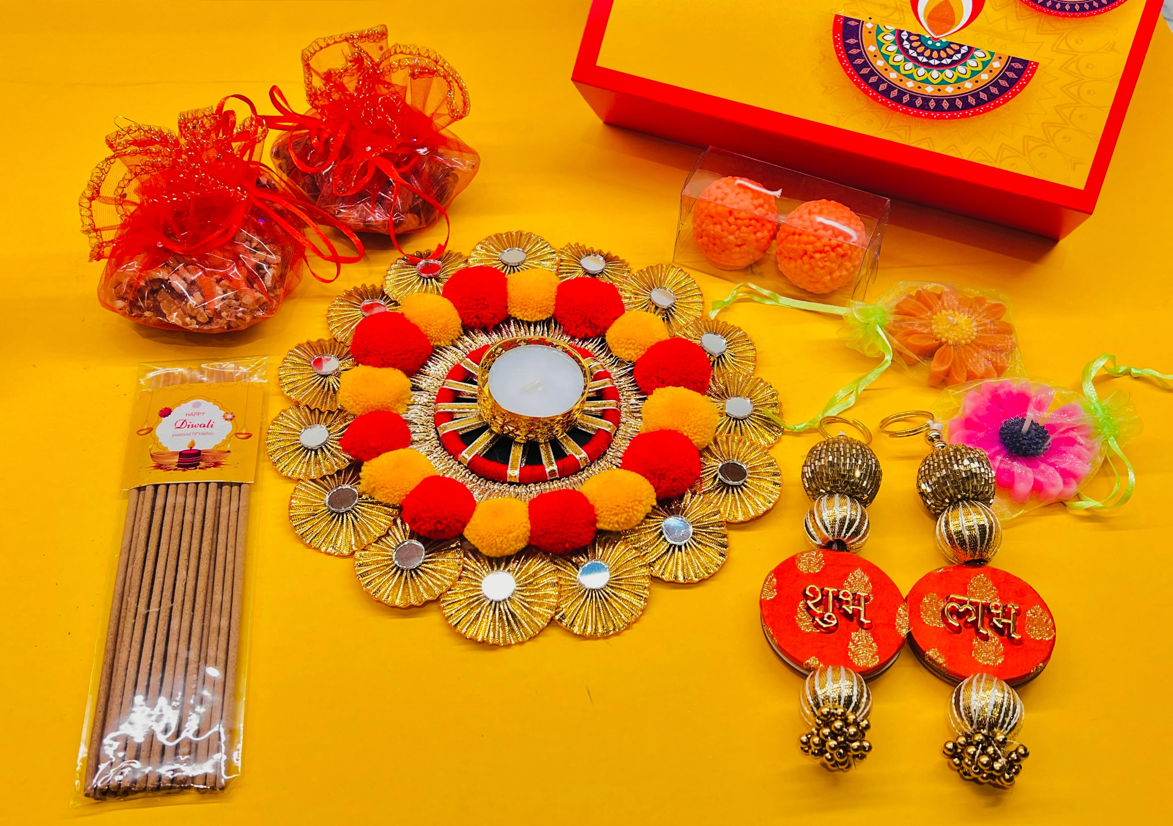 Diwali Pataka Hamper Box - Yellow (Pack of 10 items)