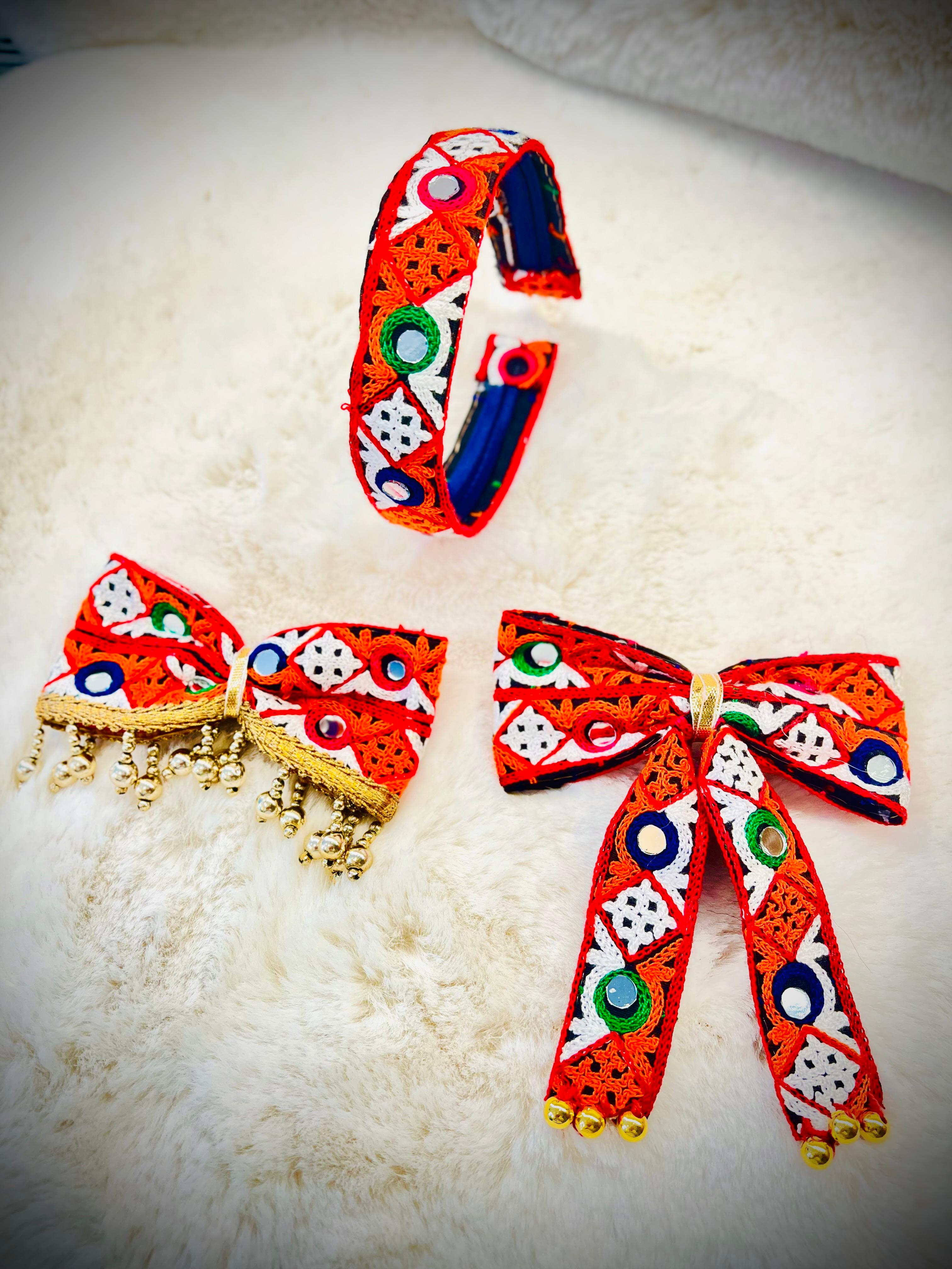 Garba Glam Hair Accessories Set of 3 - Orange