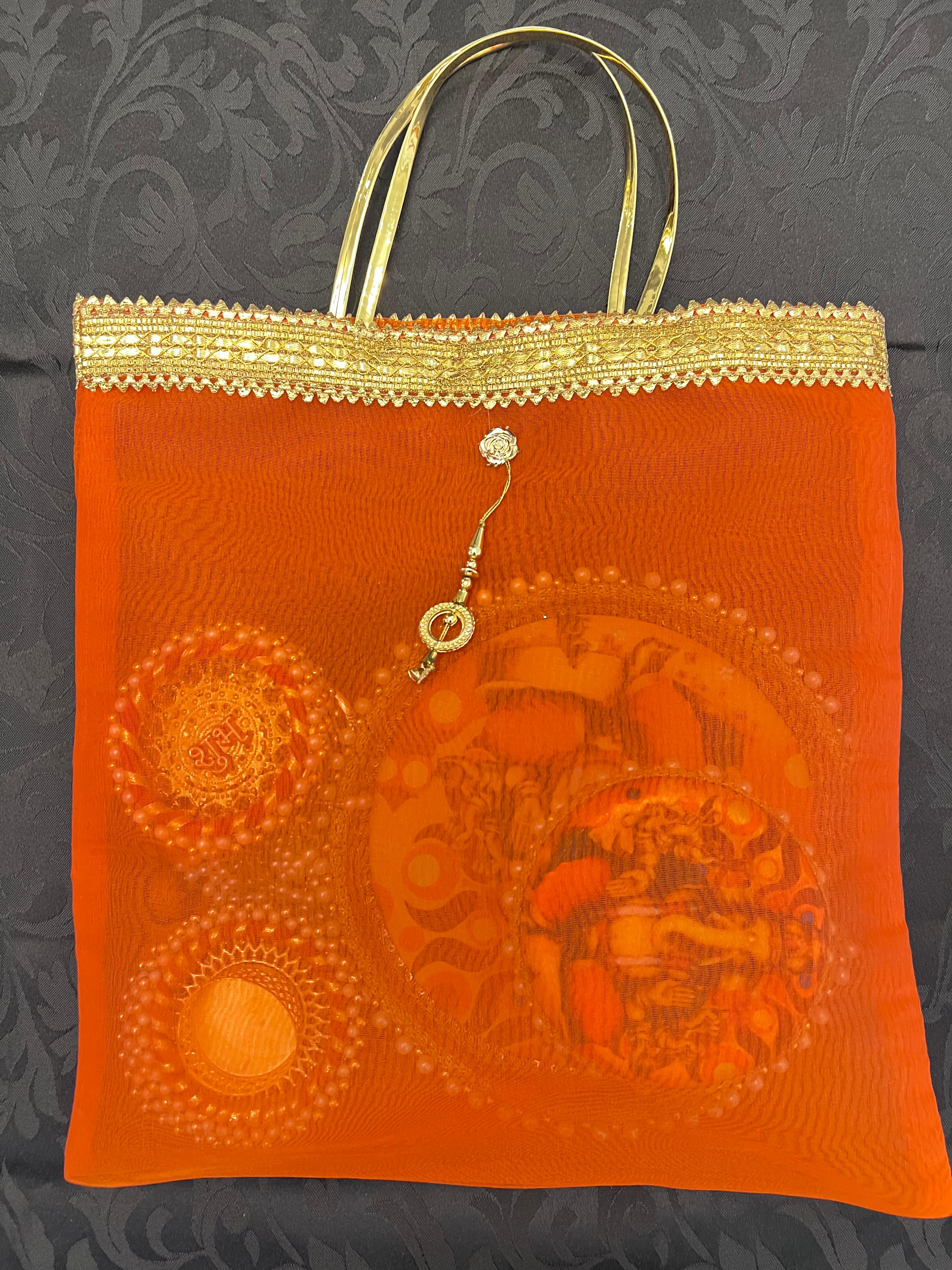 Decorative Ganpati Gift Bag - Orange
