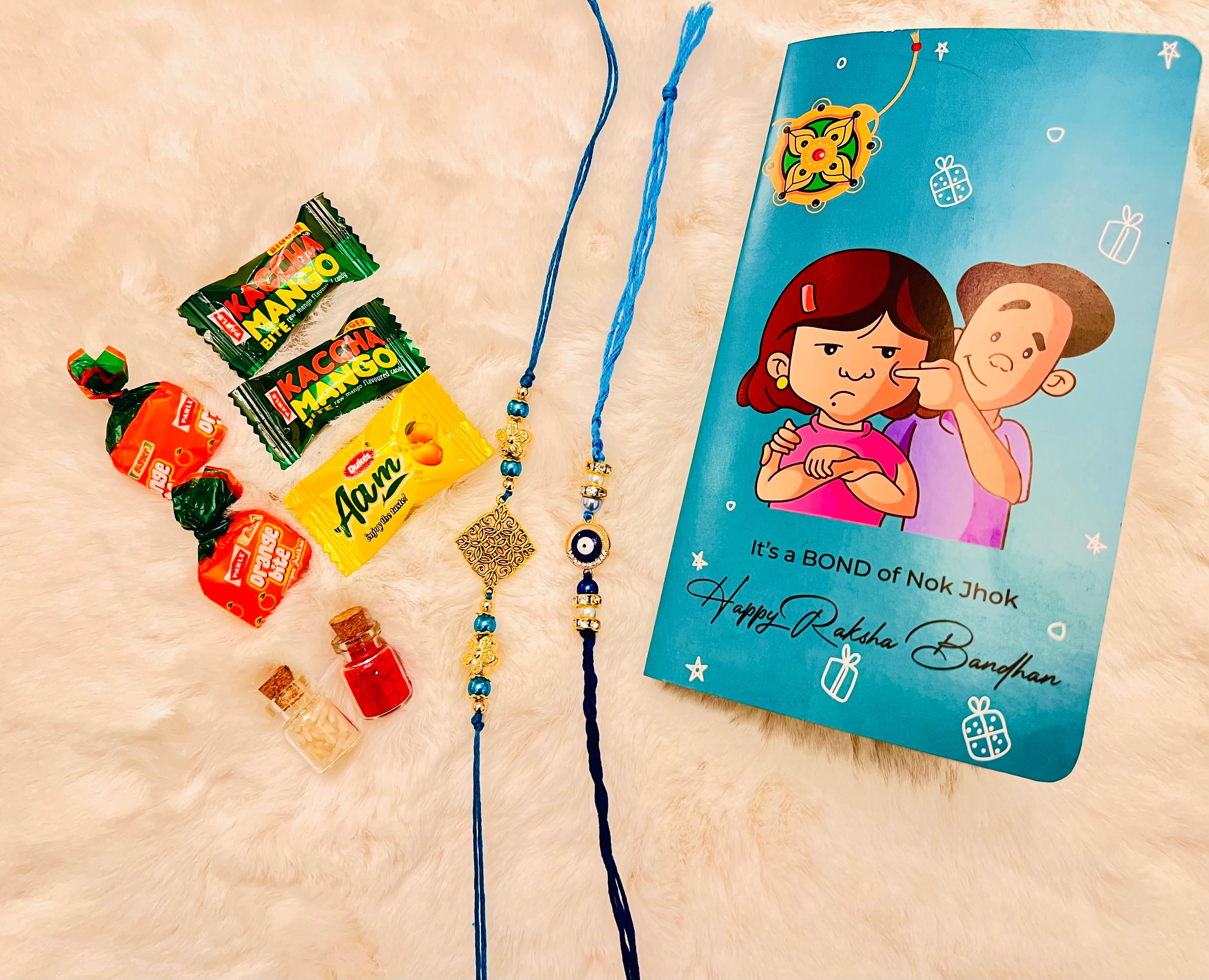 Rakhi Gift Hamper - Nok Jhok Rakhi Book - Blue