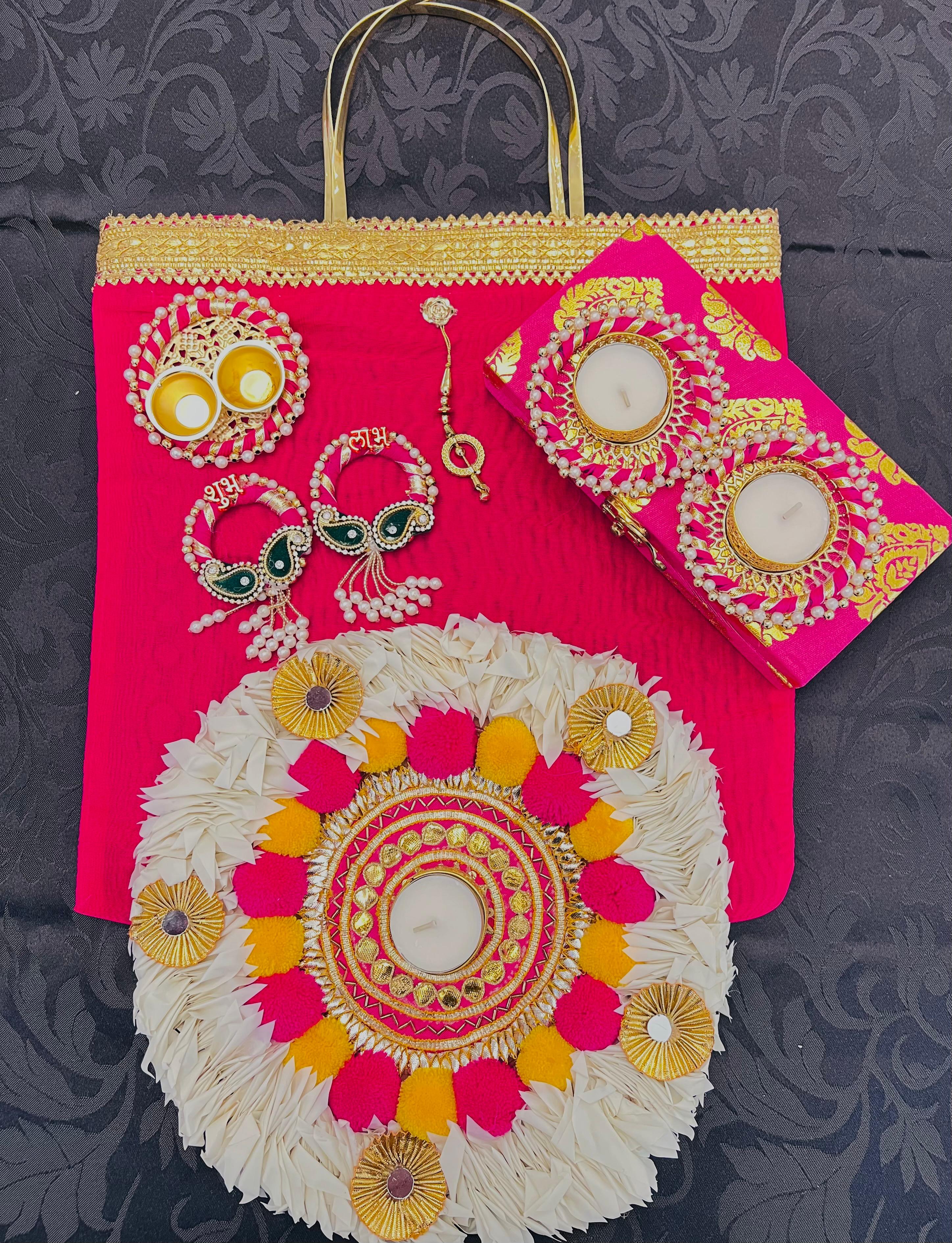 Traditional Decorative Gift Bag - Hot Pink