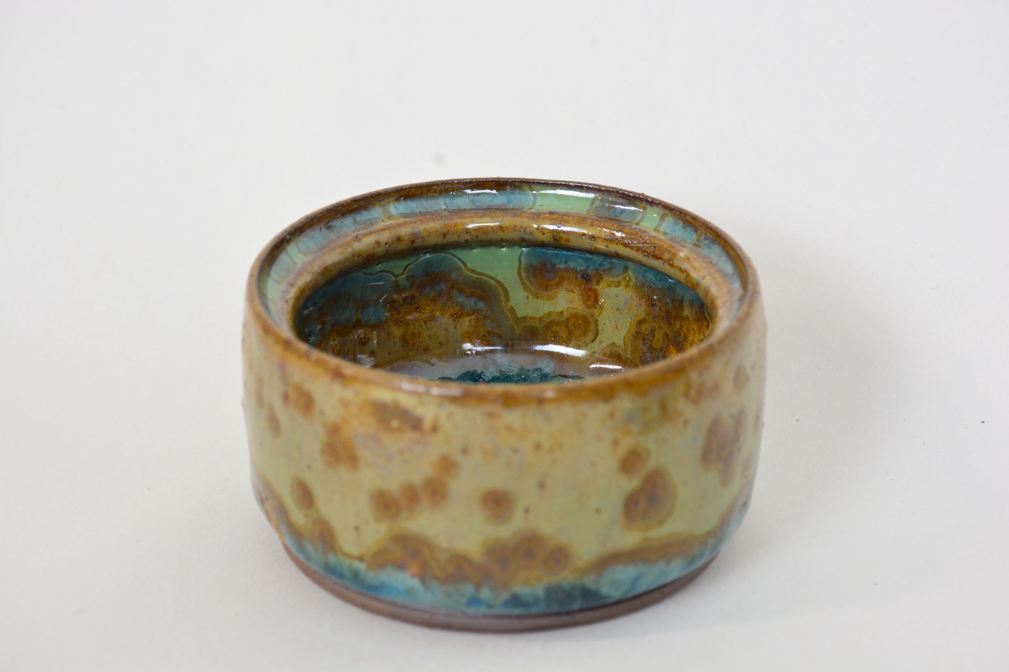 Stoneware Ceramic Lidded Jar in Wood Ash Crystalline Glaze