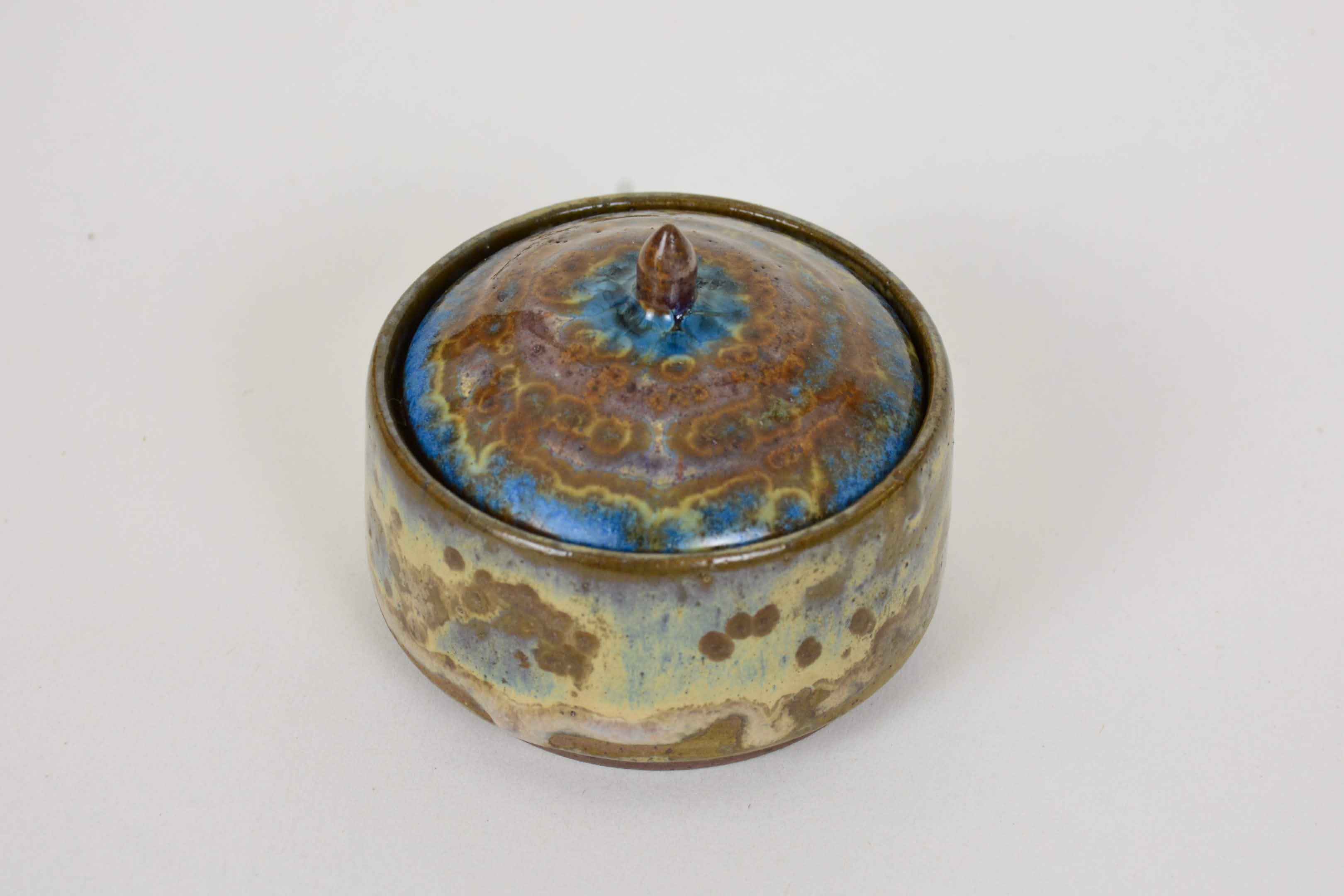 Handmade Ceramic Lidded Jar in Crystalline Wood Ash Glaze