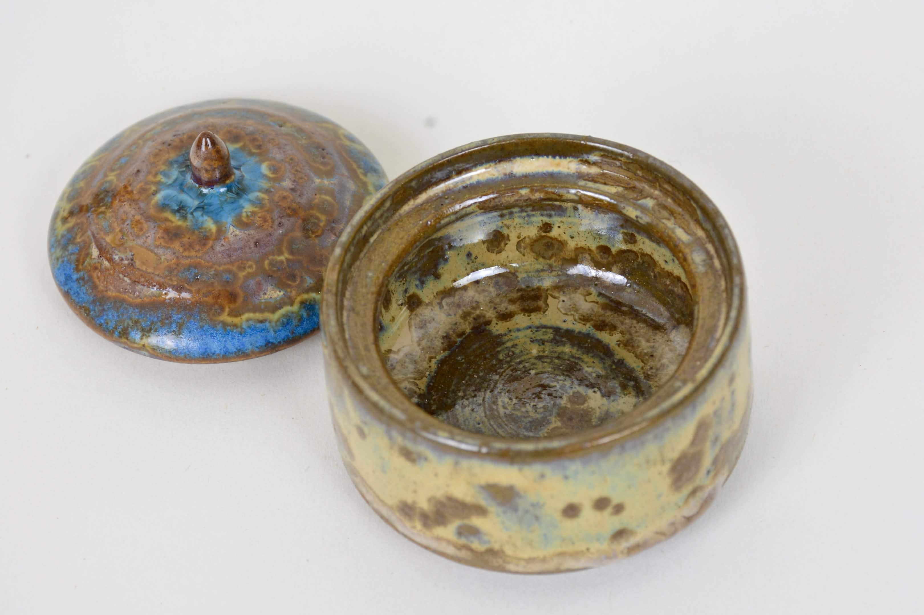 Handmade Ceramic Lidded Jar in Crystalline Wood Ash Glaze