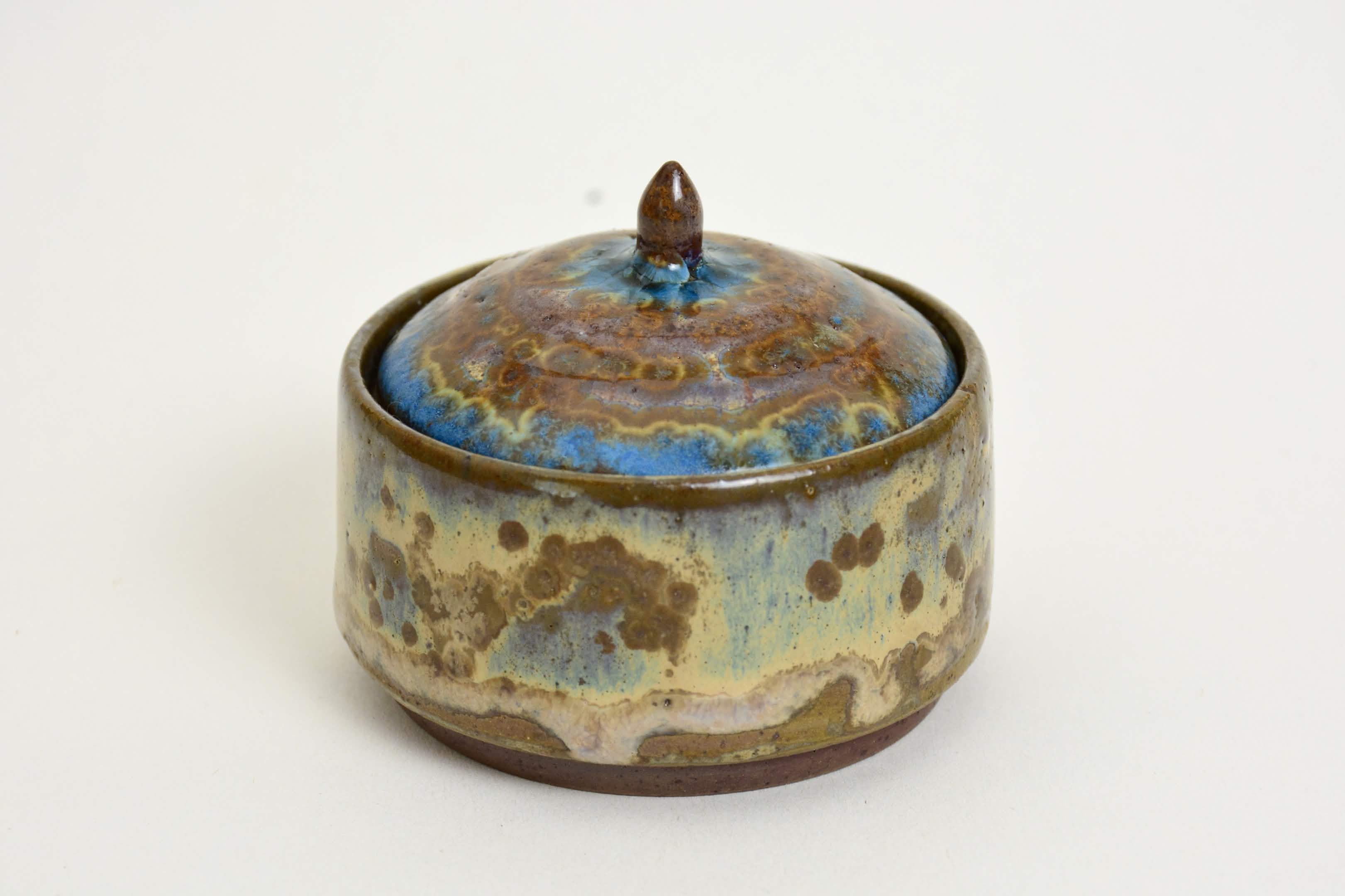 Handmade Ceramic Lidded Jar in Crystalline Wood Ash Glaze