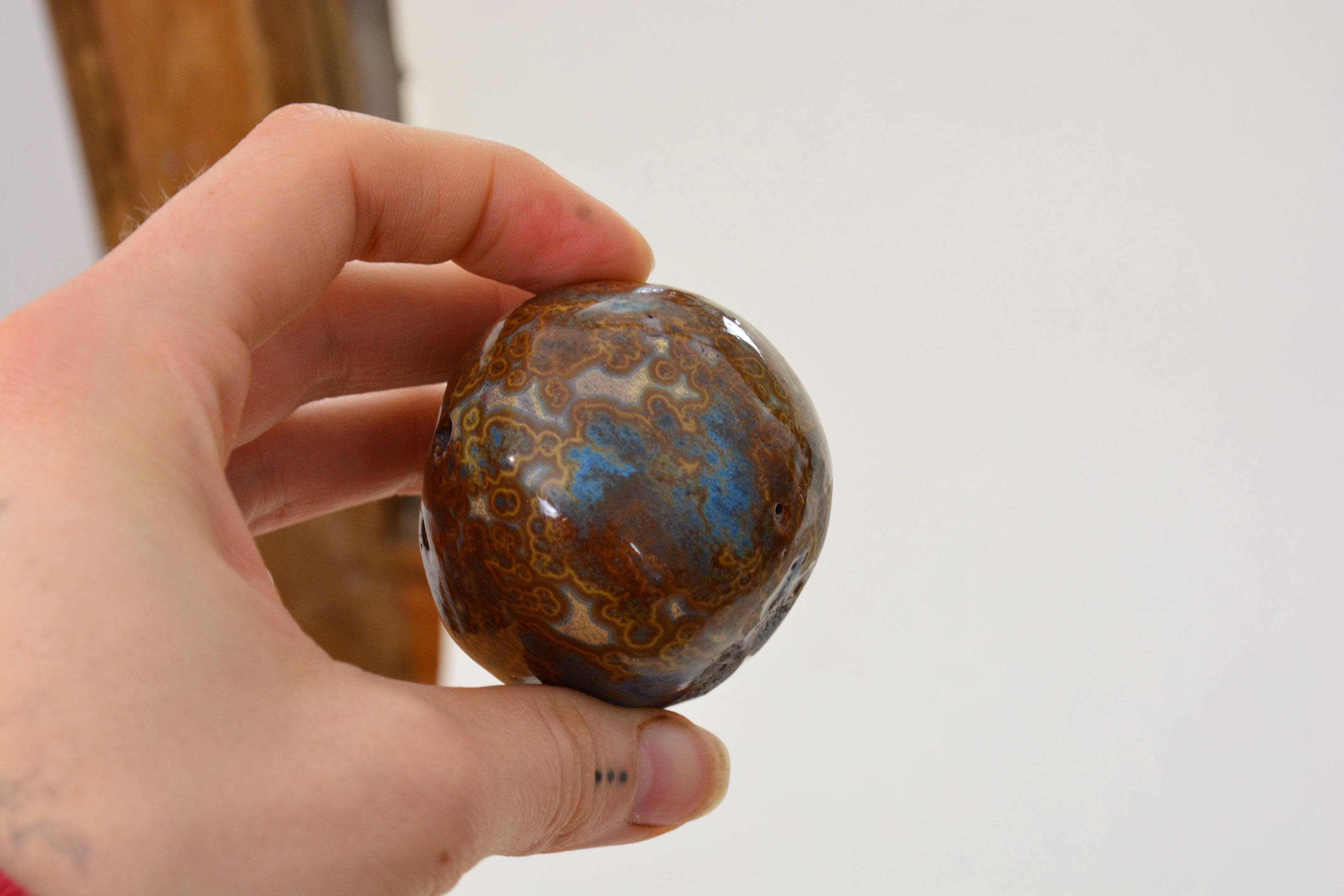 Handmade Ceramic Ocarina in Wood Ash Crystalline Glaze