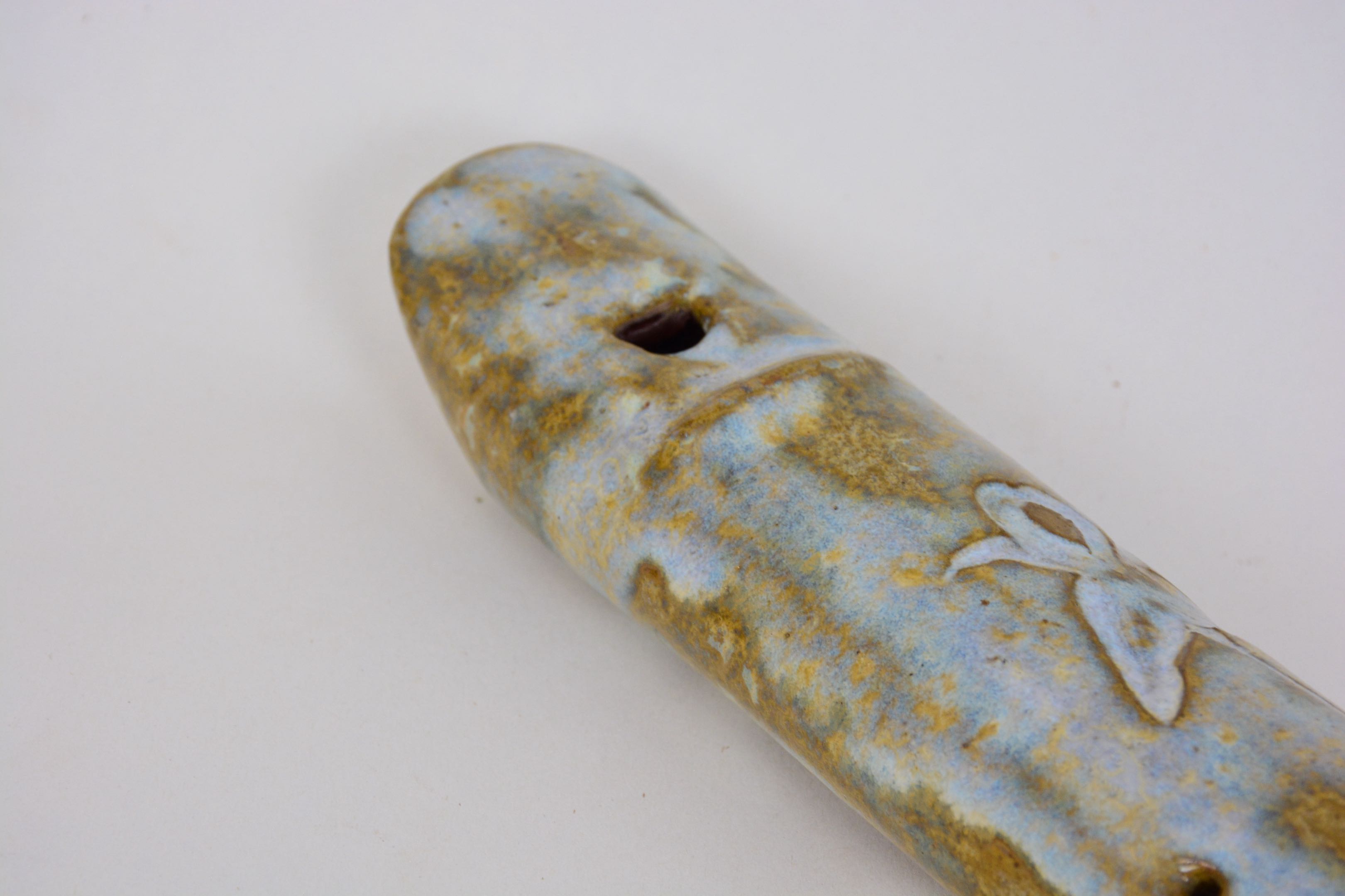 Hand built Ceramic Flute in Wood Ash Crystalline Glaze