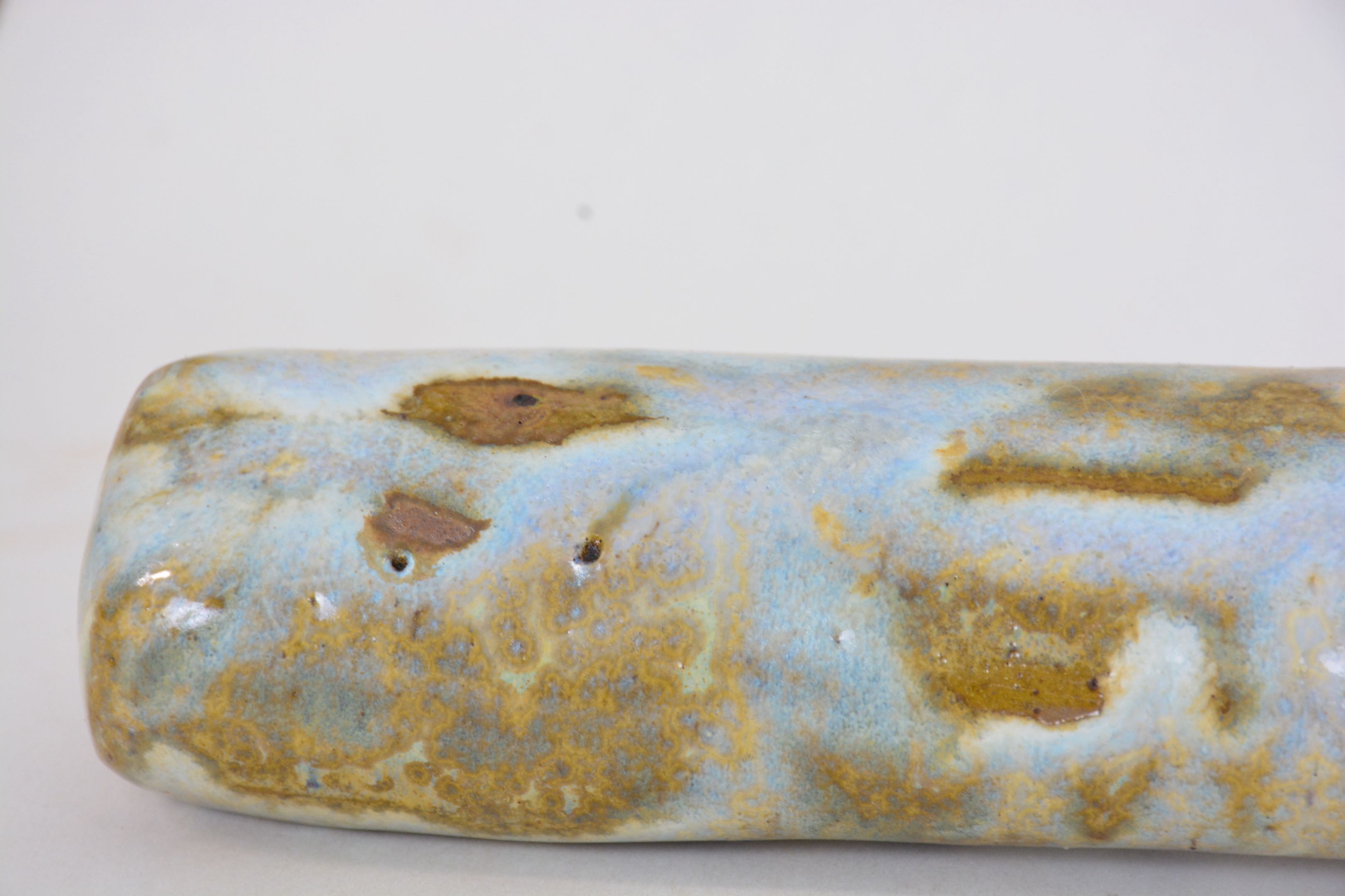 Hand built Ceramic Flute in Wood Ash Crystalline Glaze