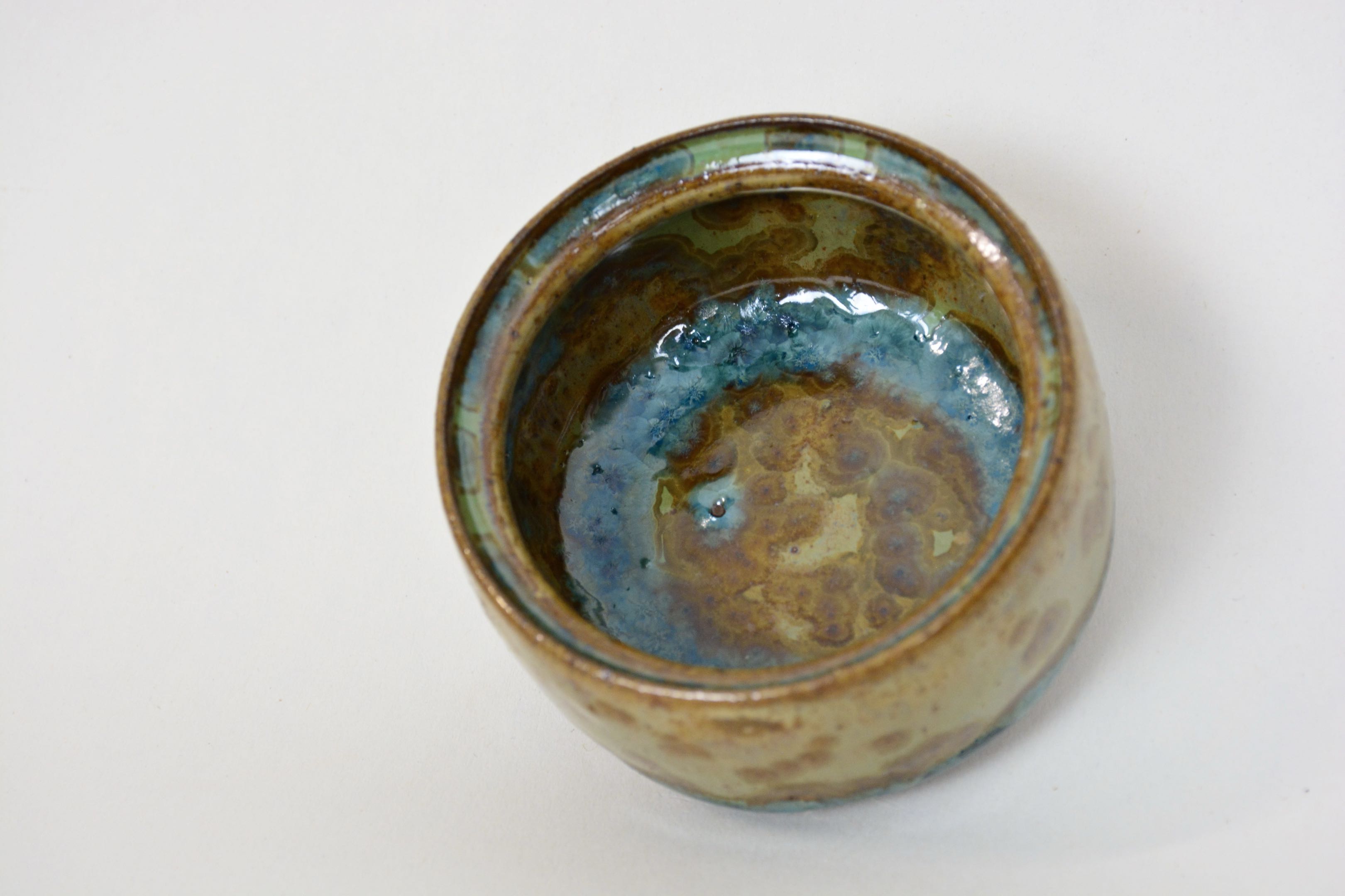 Stoneware Ceramic Lidded Jar in Wood Ash Crystalline Glaze