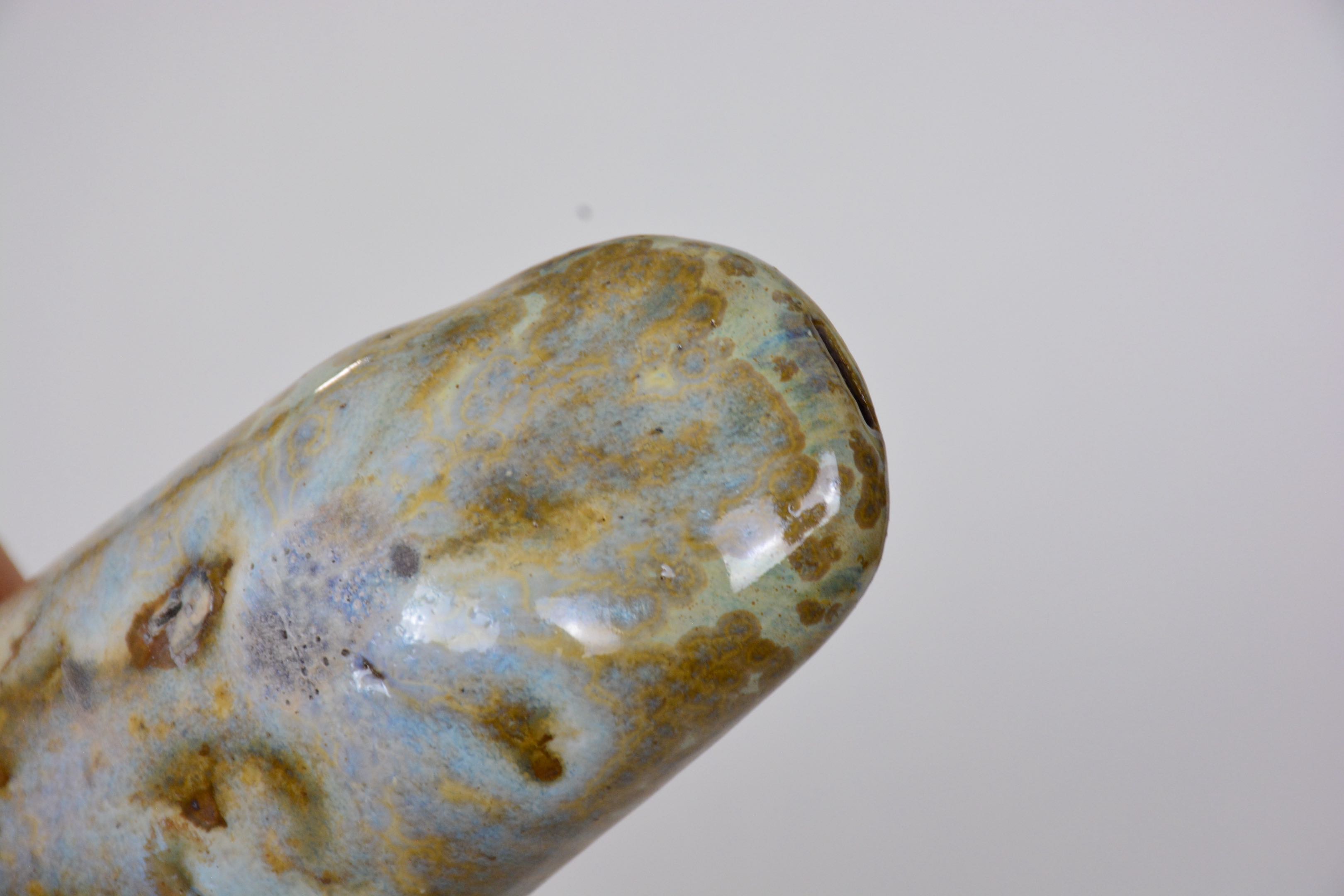 Hand built Ceramic Flute in Wood Ash Crystalline Glaze