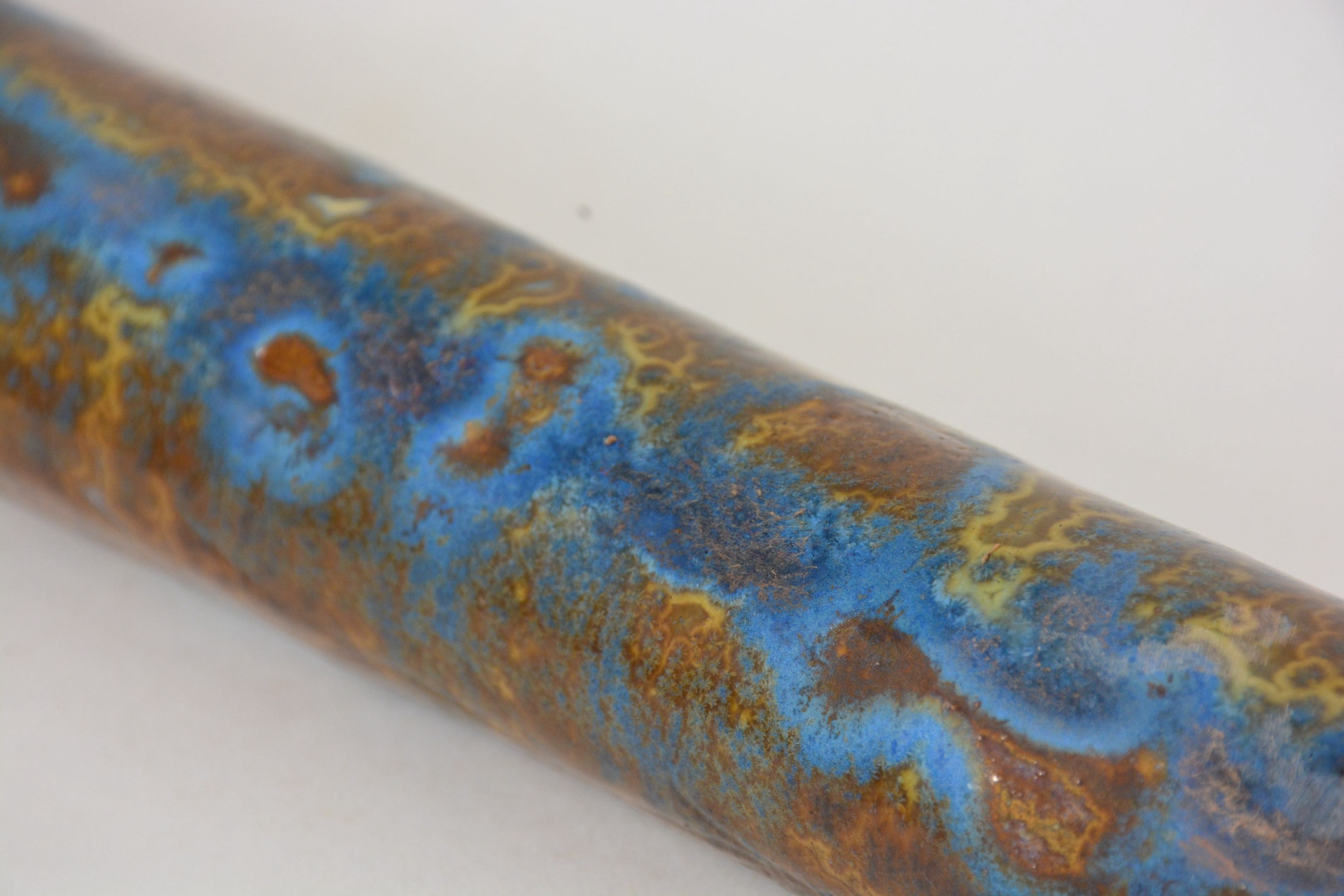 Hand Built Ceramic Ocarina in Wood Ash Crystalline Glaze