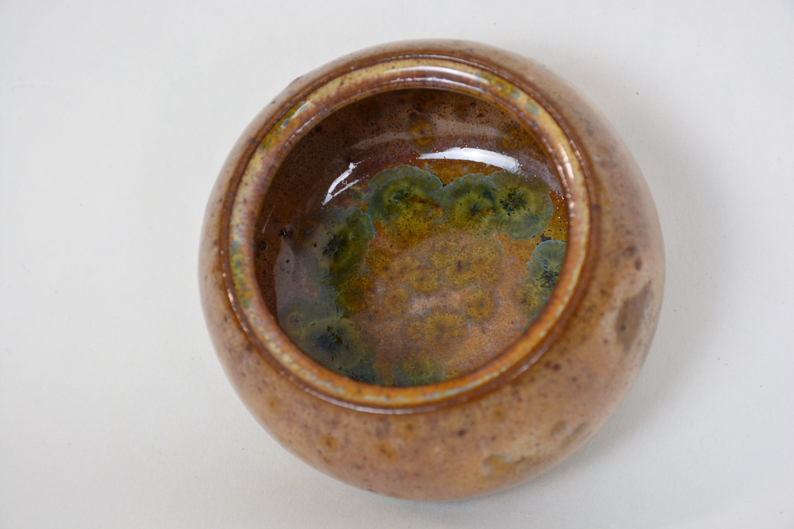 Stoneware Ceramic jar in Wood Ash Crystalline Glaze