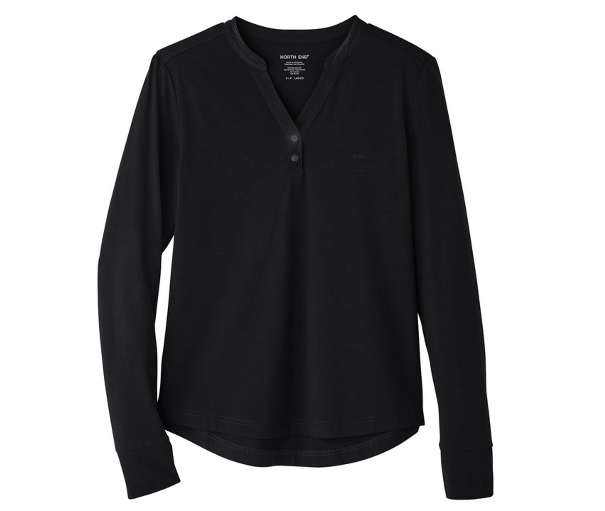 Womens Black Long Sleeve Henley Shirt