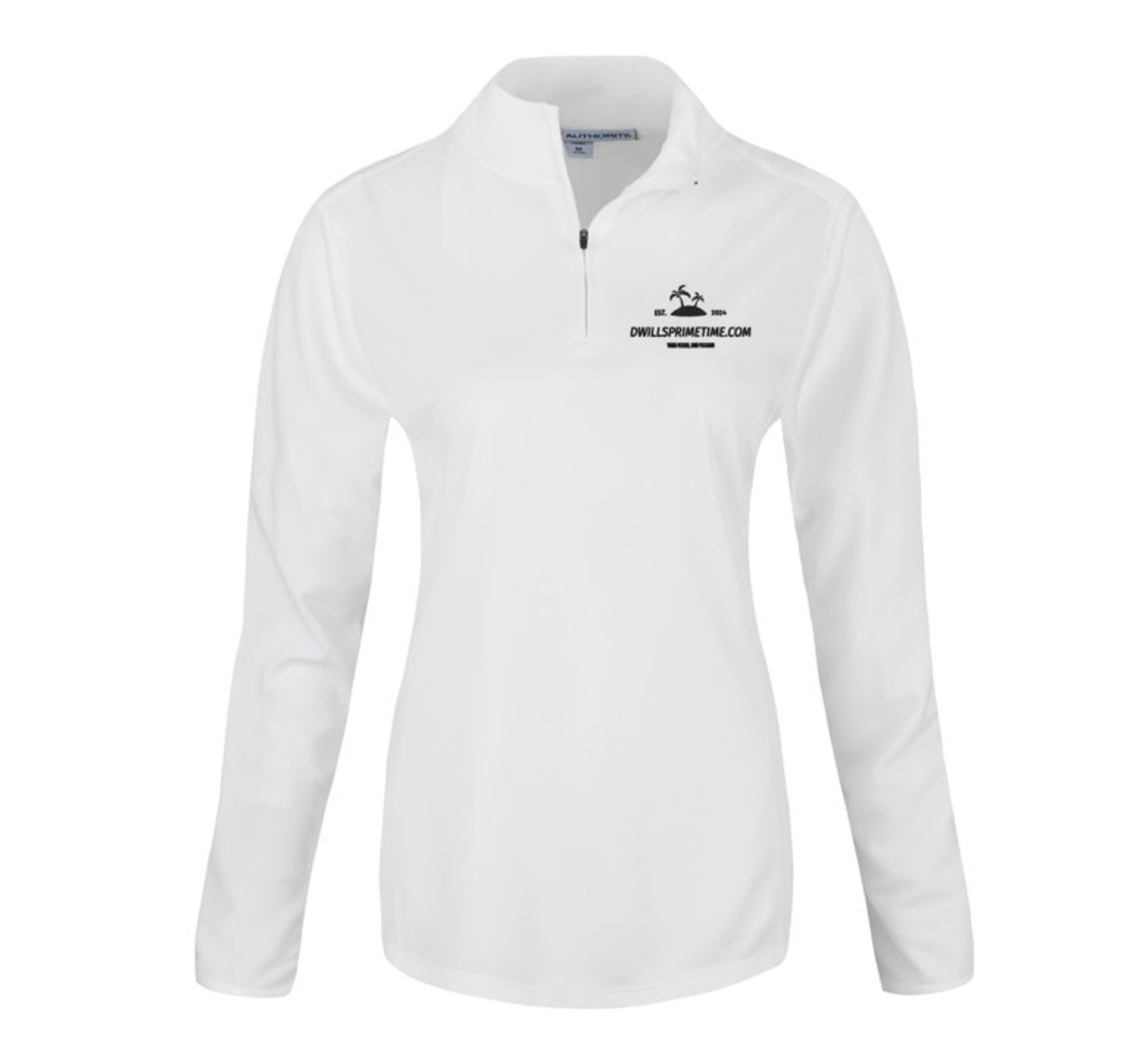 Womens White Long-Sleeve Quarter-Zip Pullover