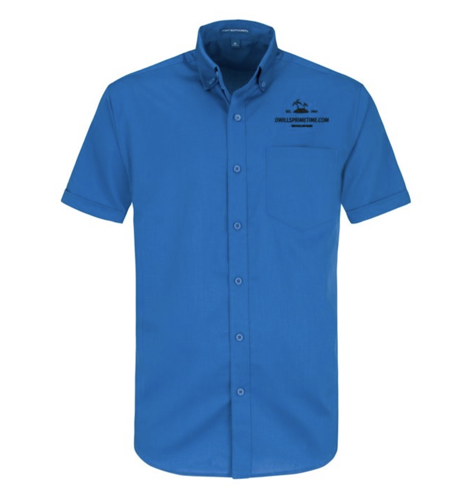 Blue Short-Sleeve Dress Shirt