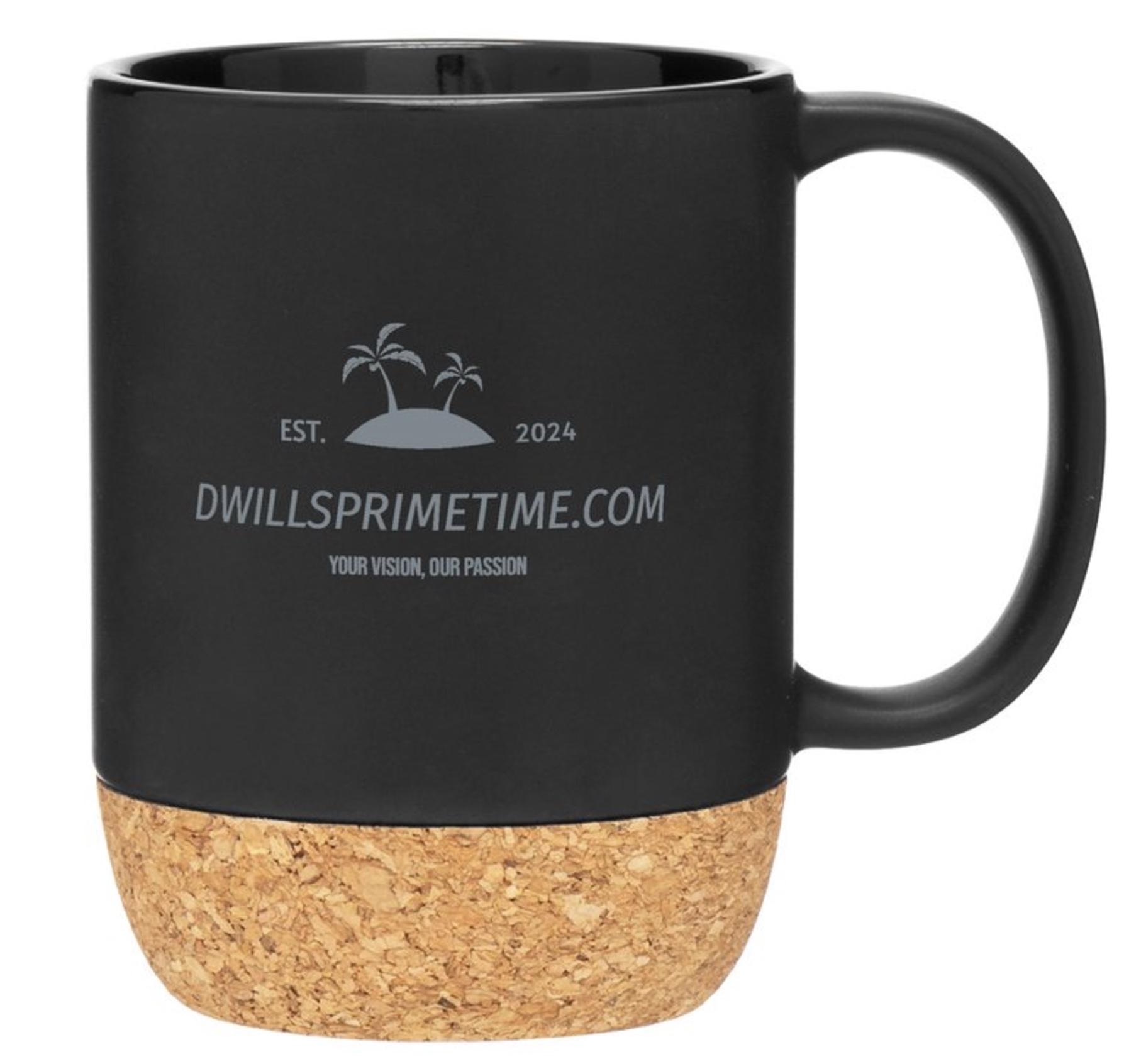 Black Ceramic Mug with Cork Bottom