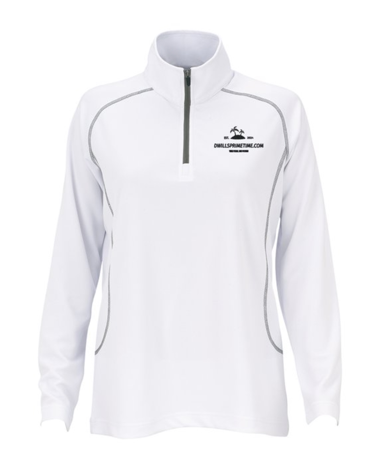 White Athletic Quarter-Zip Pullover