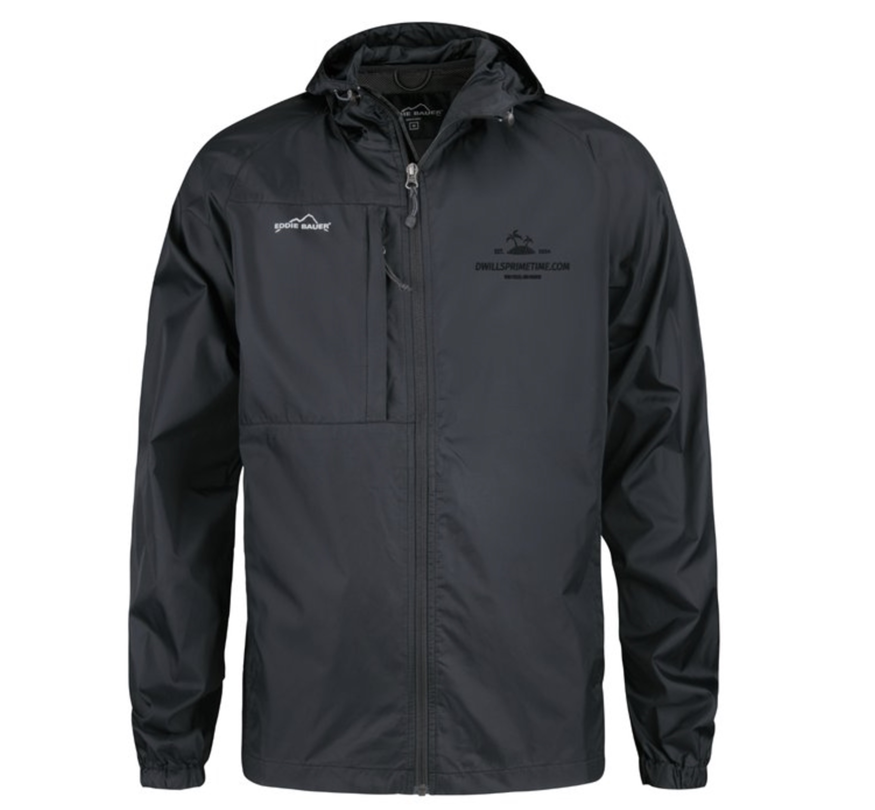 Black Hooded Windbreaker