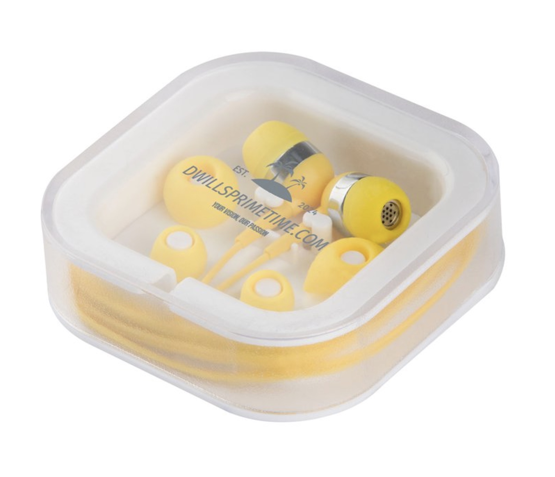 Yellow Earbuds with Case