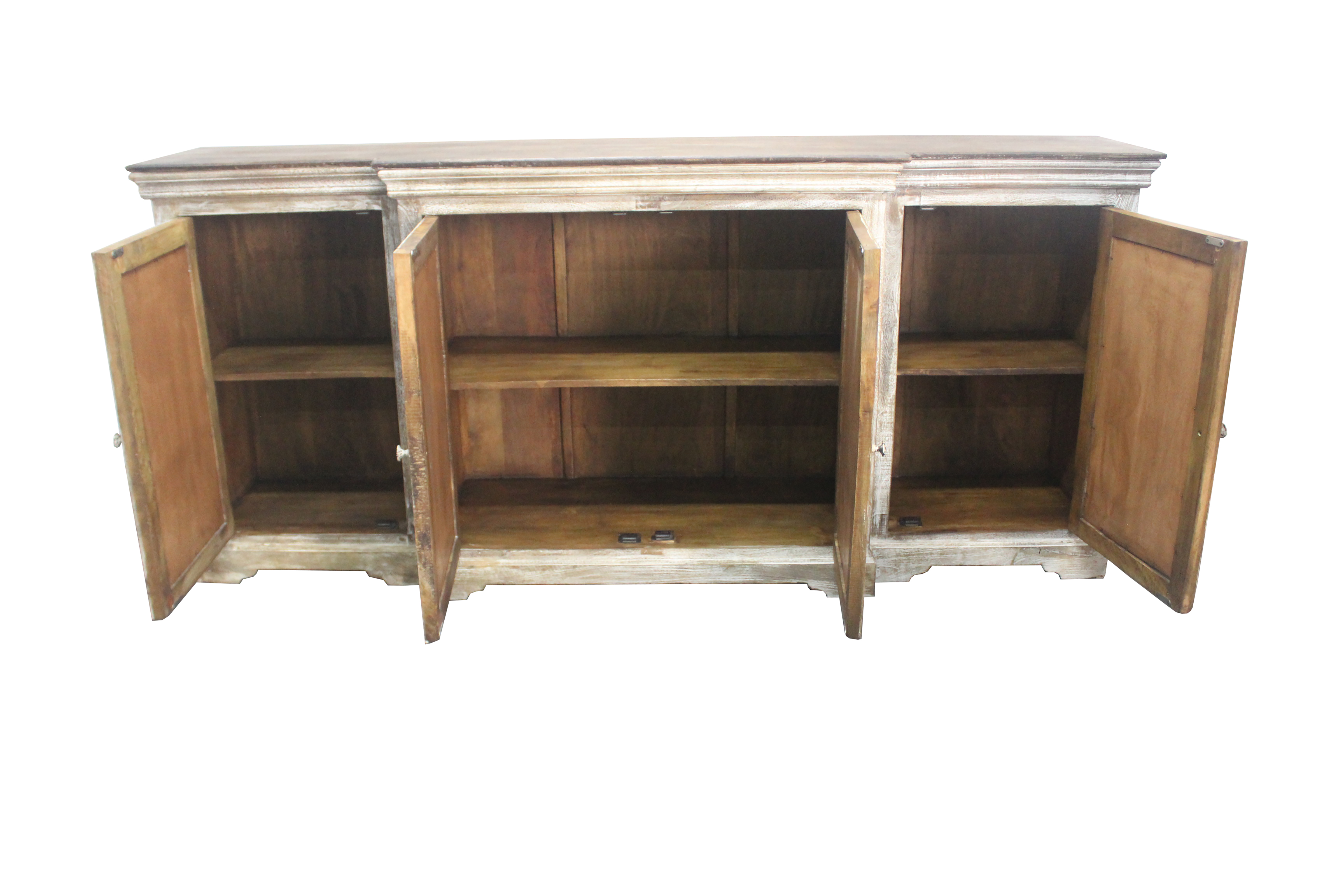 Wood Sideboard with Antique Mirrored Doors and FInish 