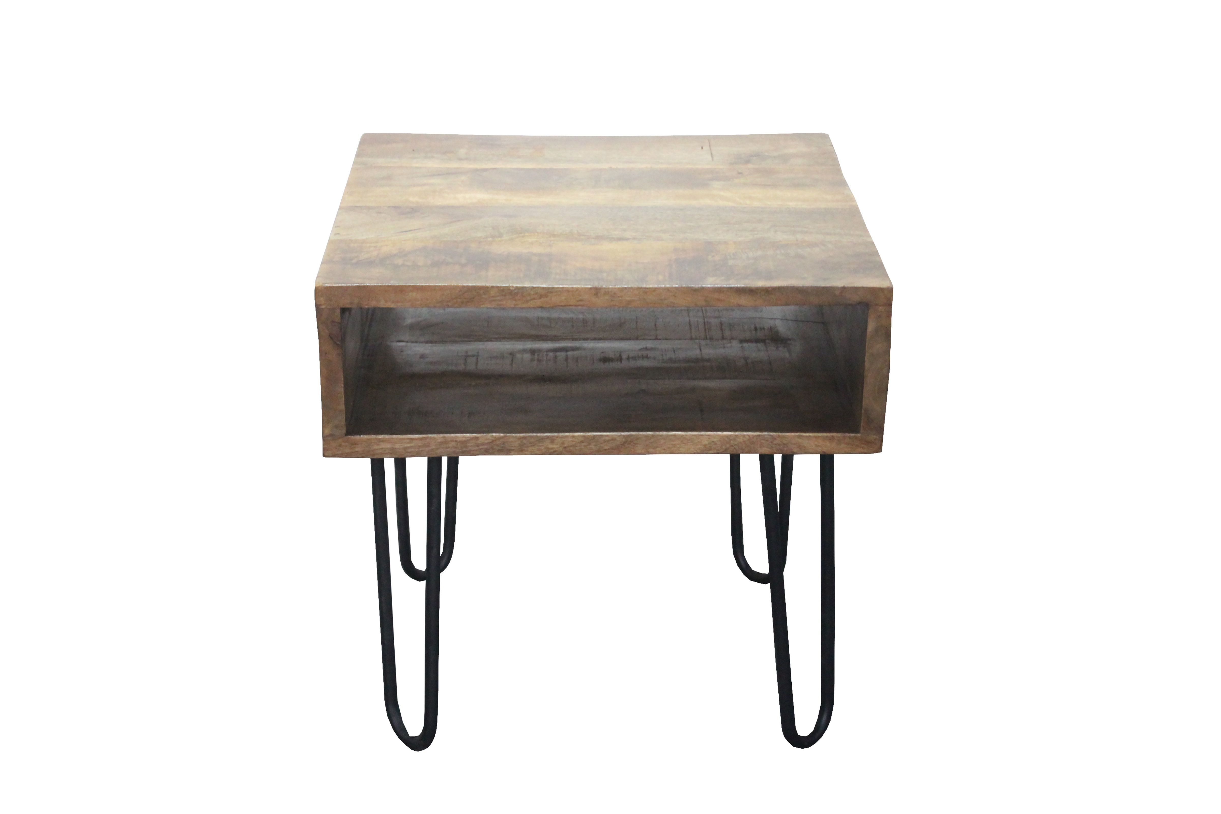 Wood Side Table with Hairpin Legs