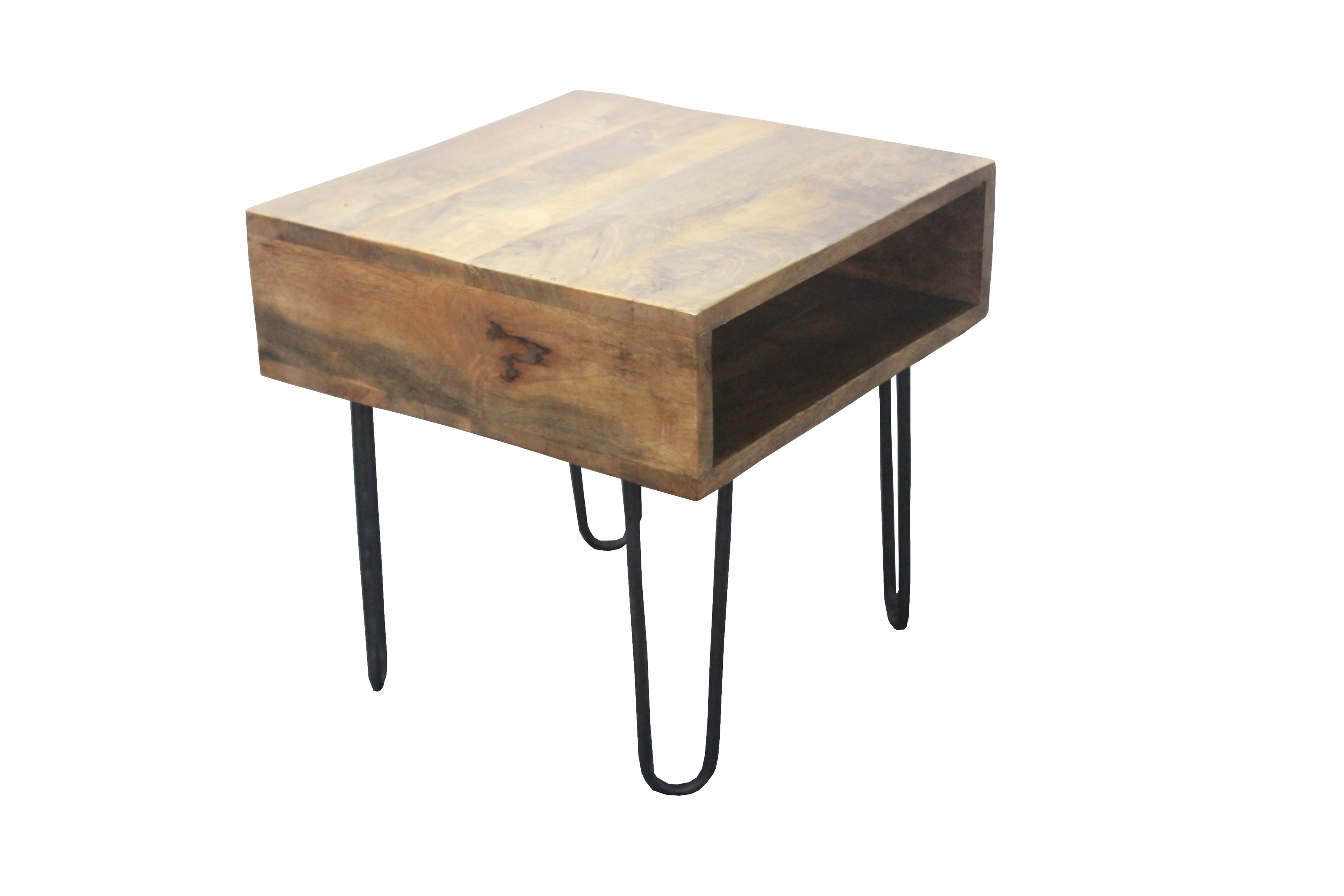 Wood Side Table with Hairpin Legs