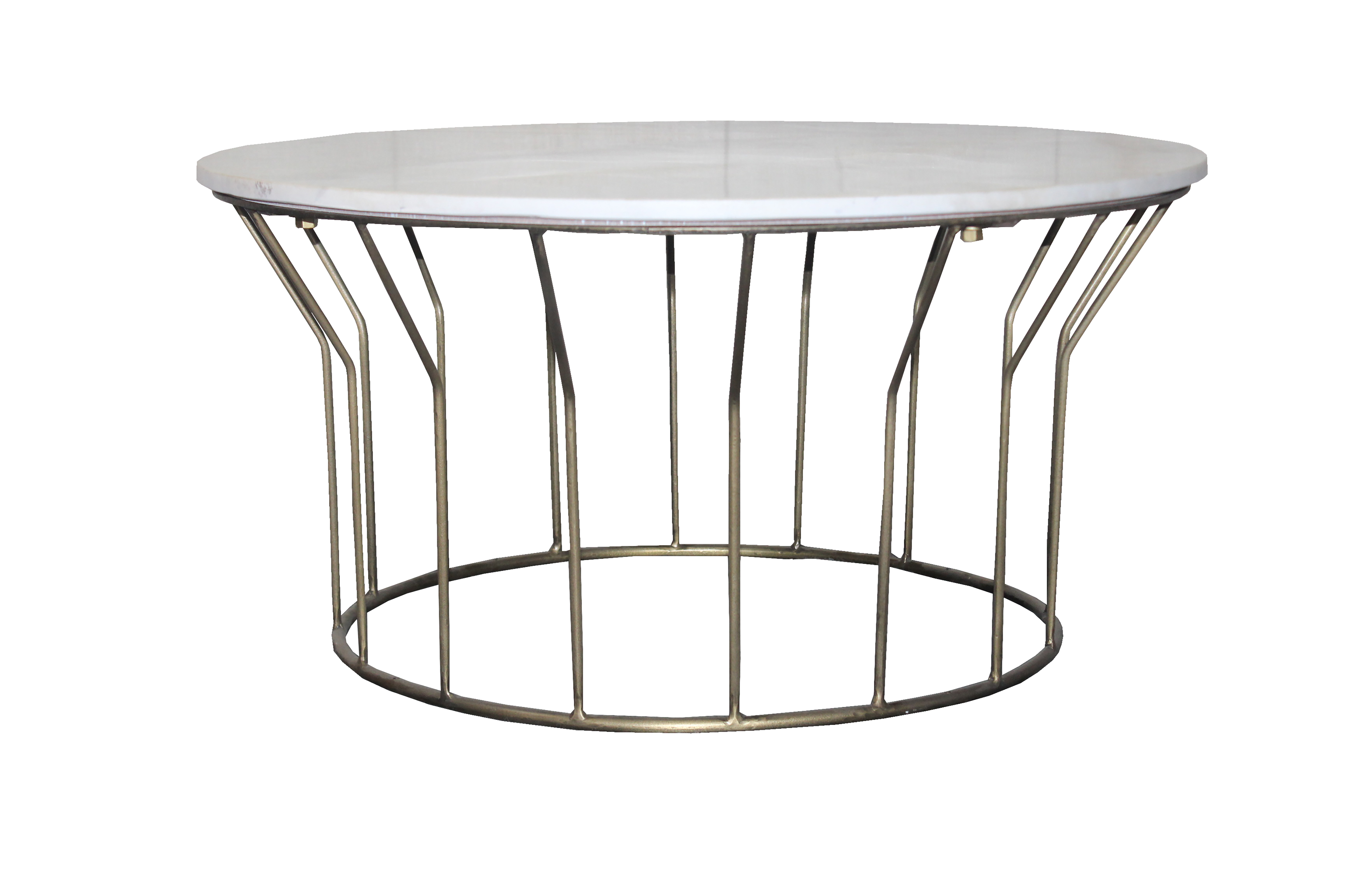 White Marble Coffee Table with Steel Base