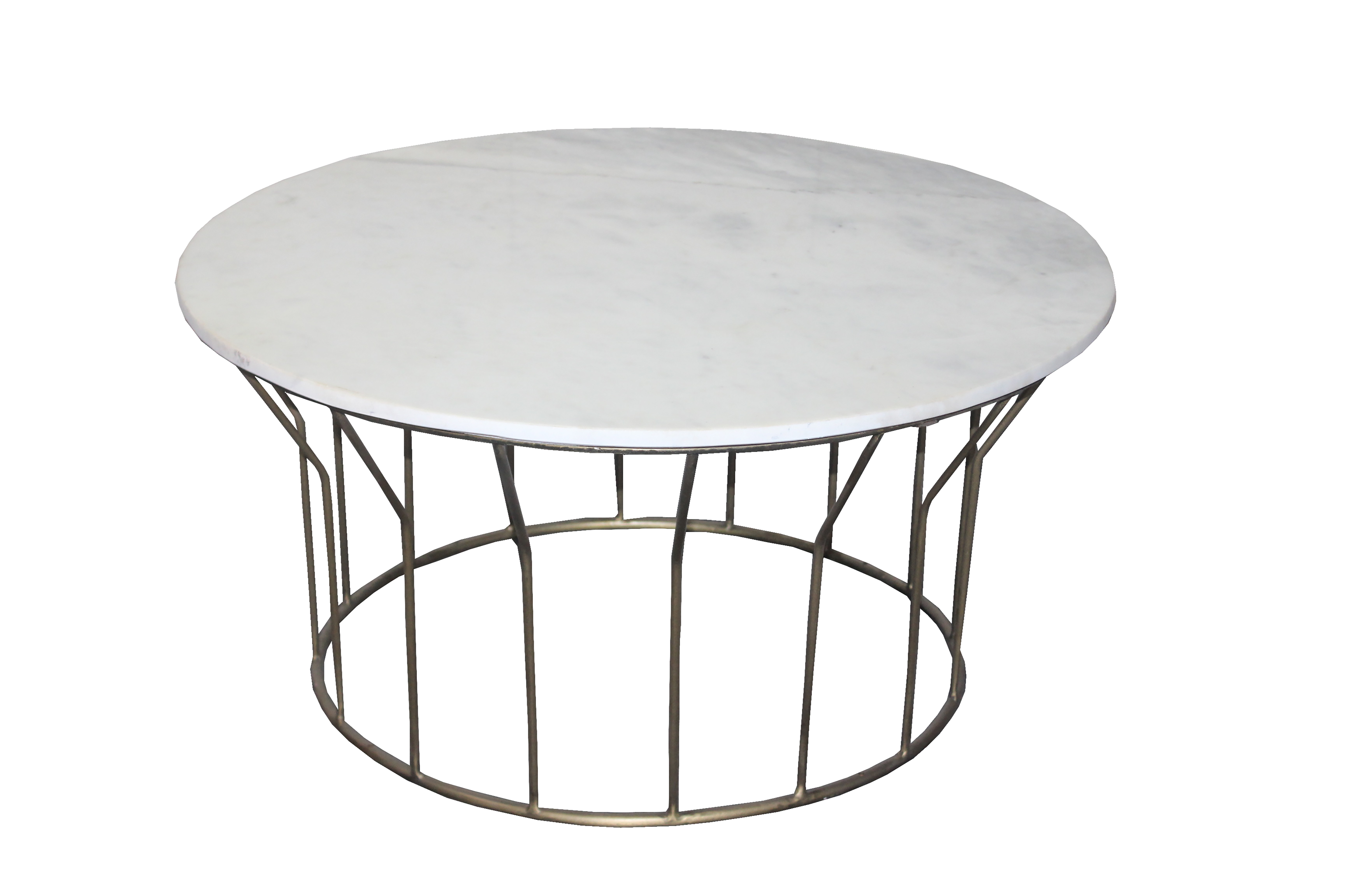 White Marble Coffee Table with Steel Base