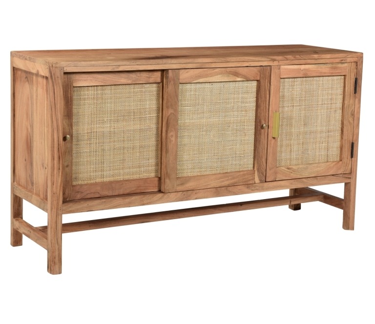 Wood Sideboard with Rattan Doors