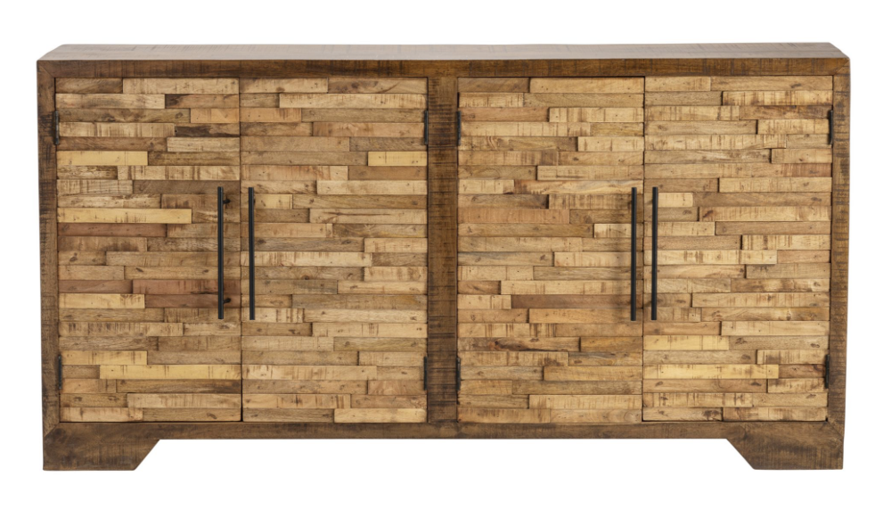 Wood Block Front 4 Door Sideboard