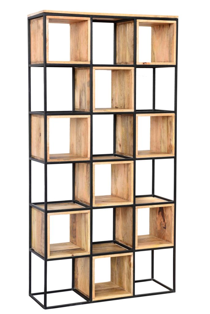 Wood and Steel Cubby Shelf