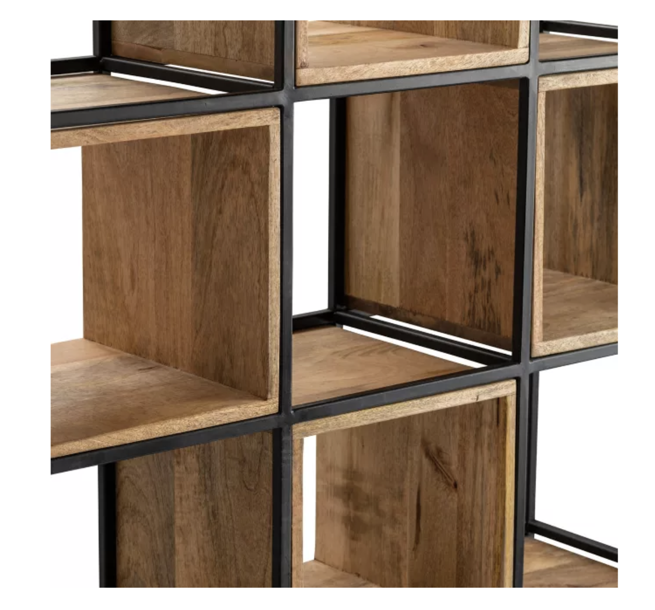 Wood and Steel Cubby Shelf