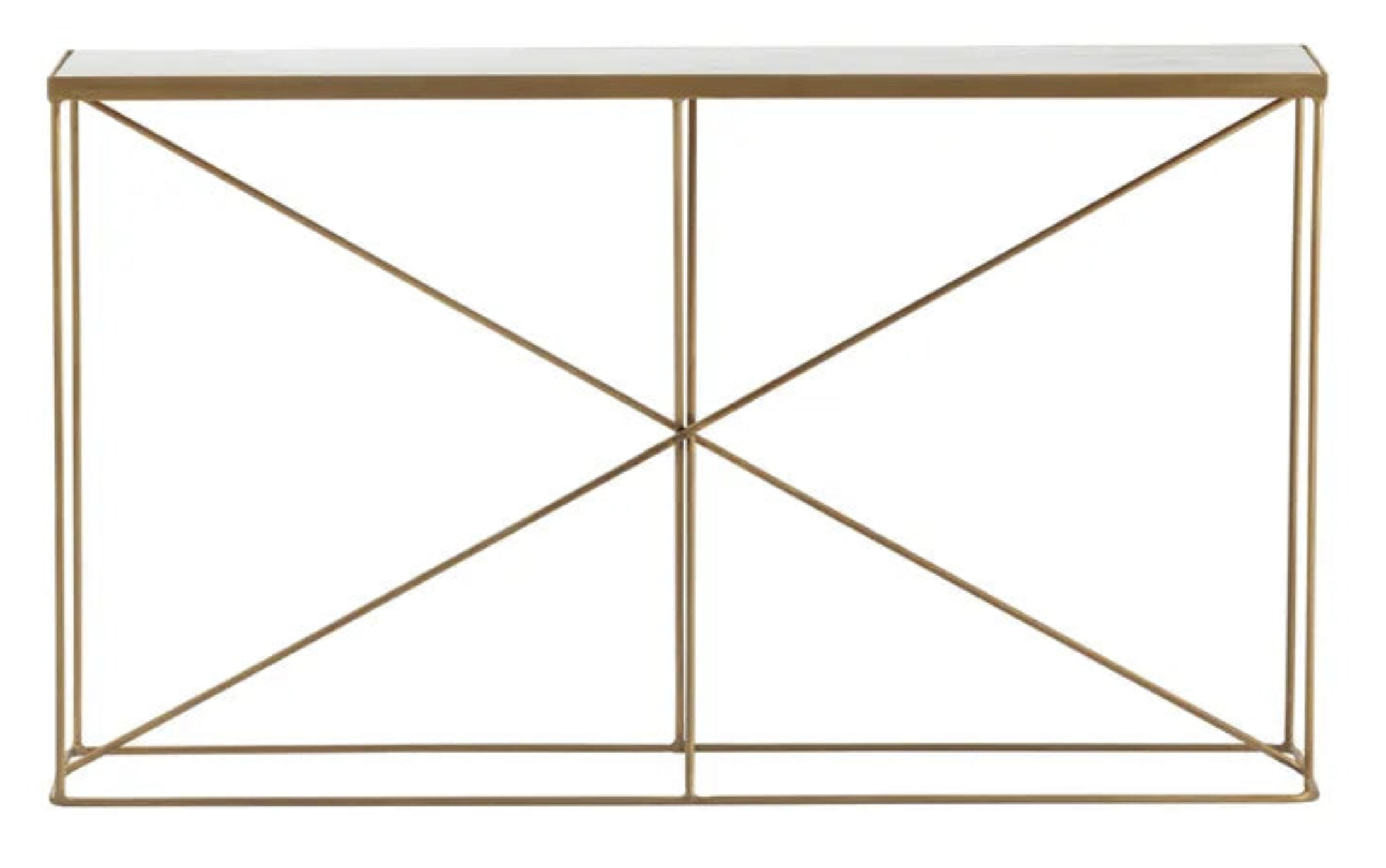 Large White Marble Console Table with Gold Metal Base
