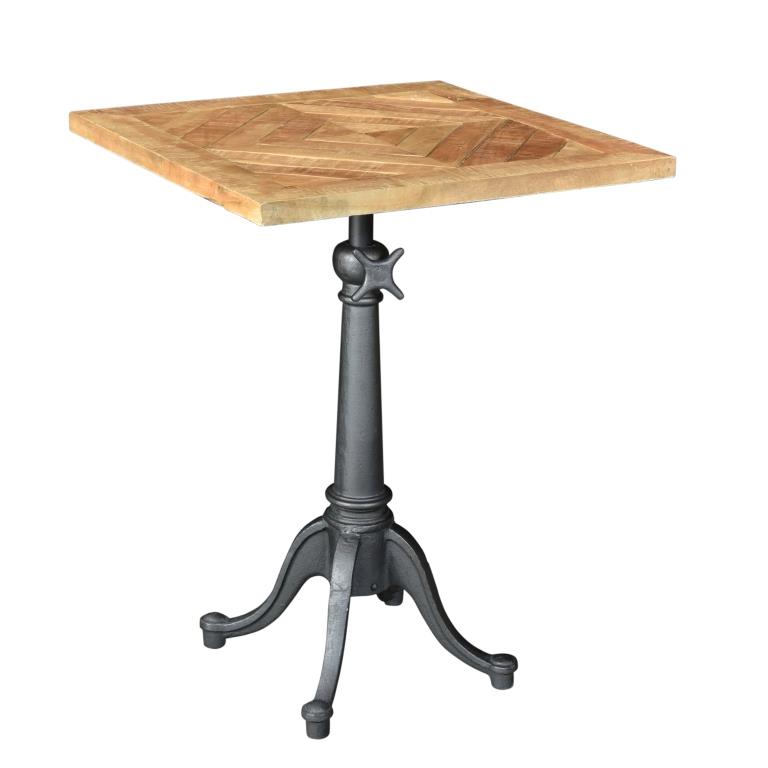 Wood Side Table with Cast Iron Base