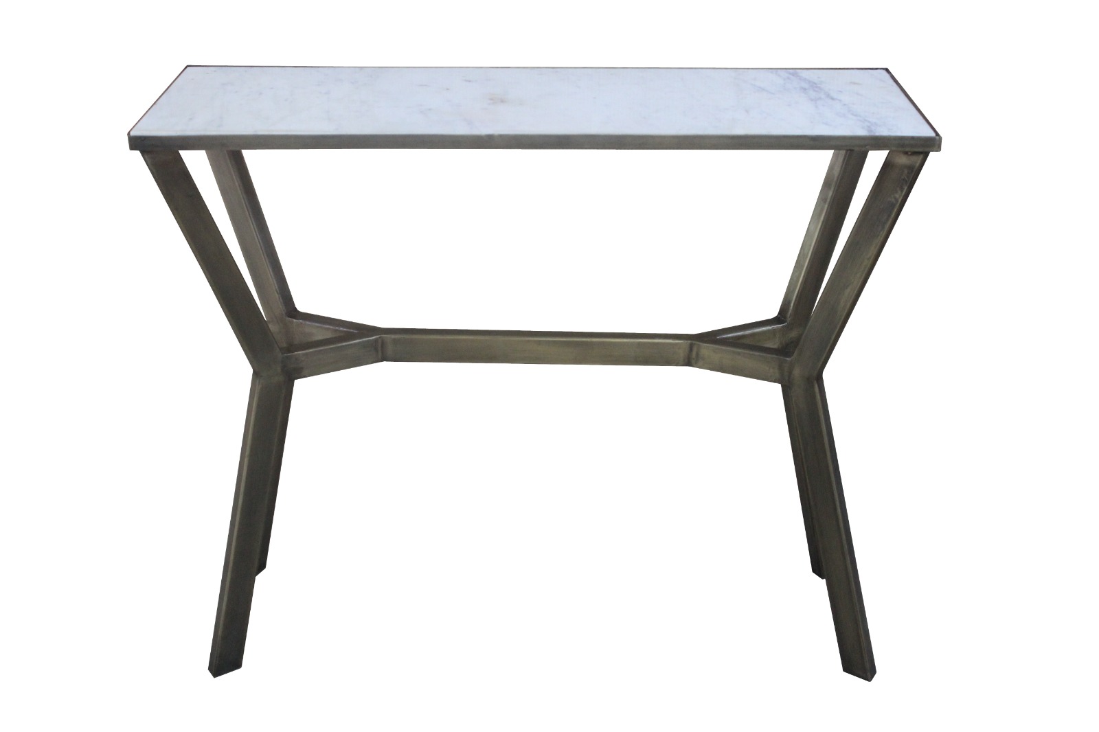 White Marble Console Table with Steel Base