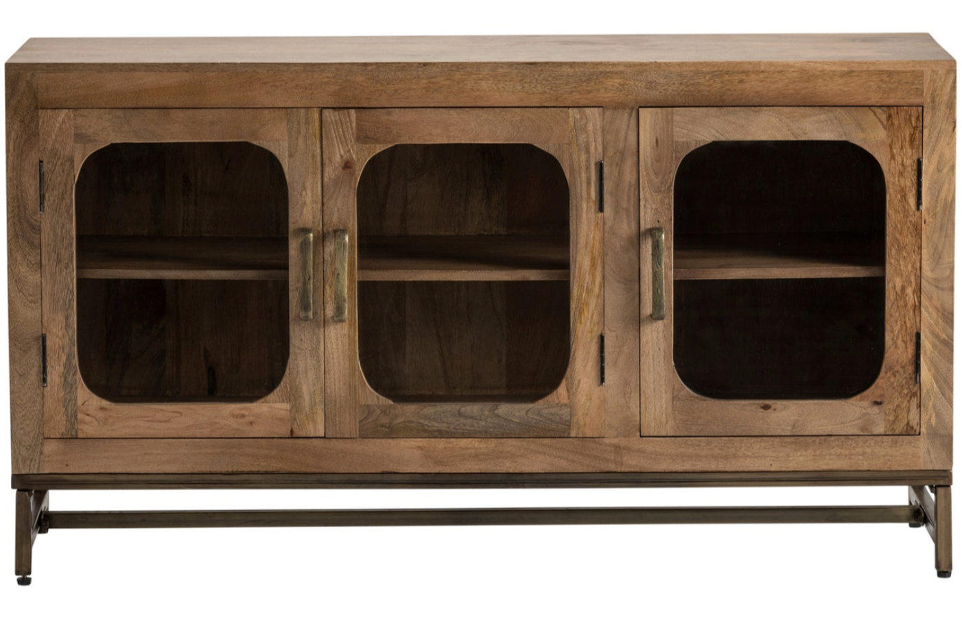 Wood Sideboard With 3 Glass Doors
