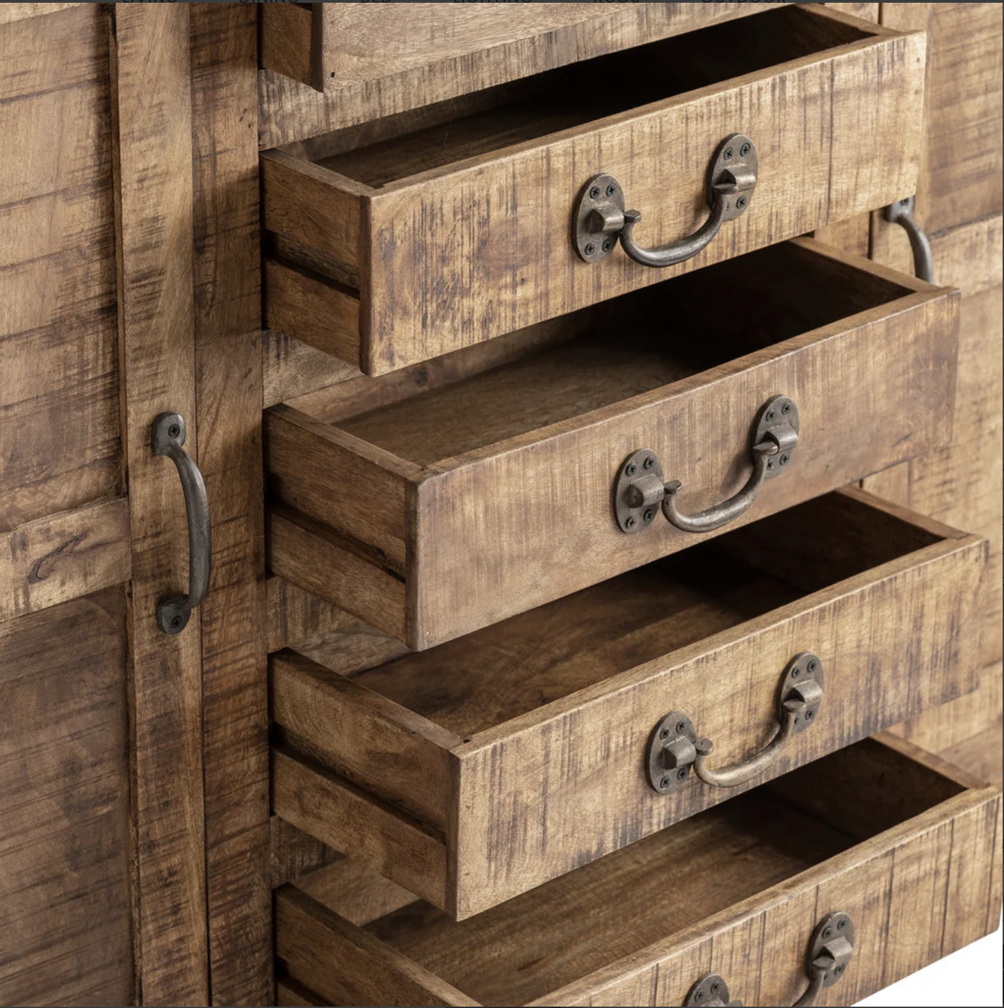Wood Sideboard 5 Drawers 2 Doors