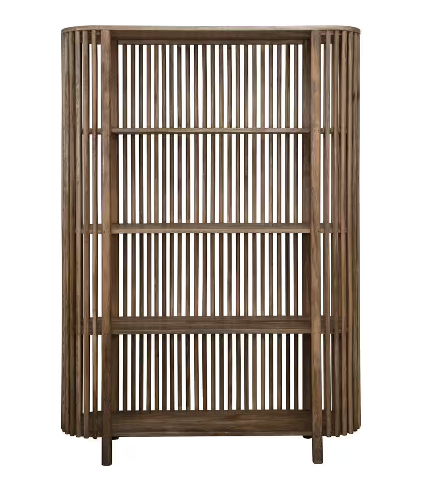 Wood 4 Shelf Slatted Bookcase