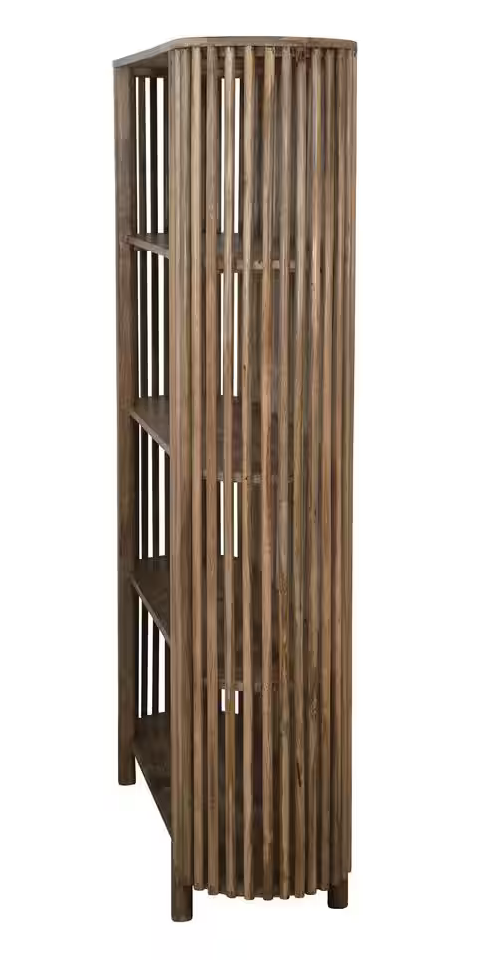 Wood 4 Shelf Slatted Bookcase